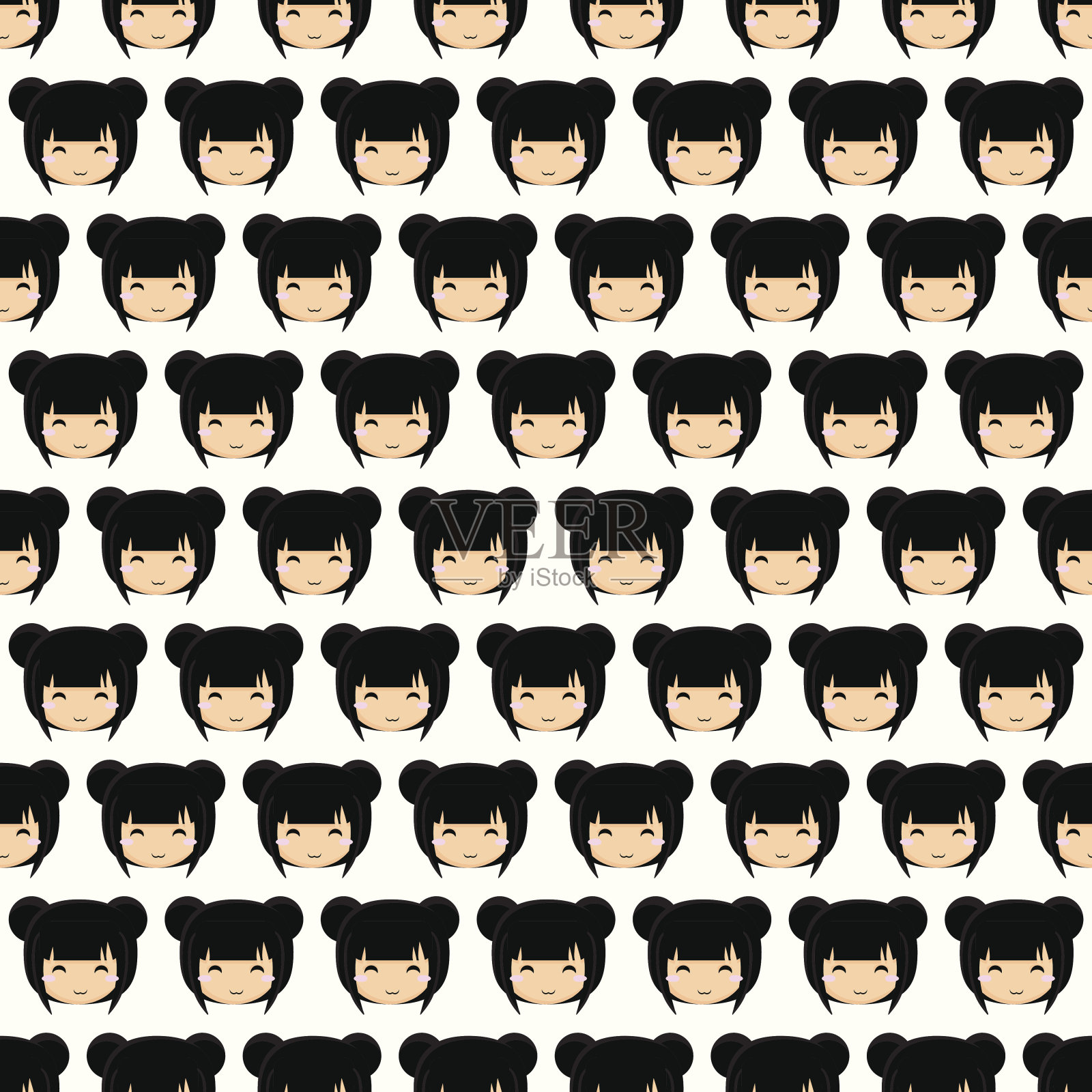 可爱的女孩无缝图案。矢量插图。美丽背景。插画图片素材