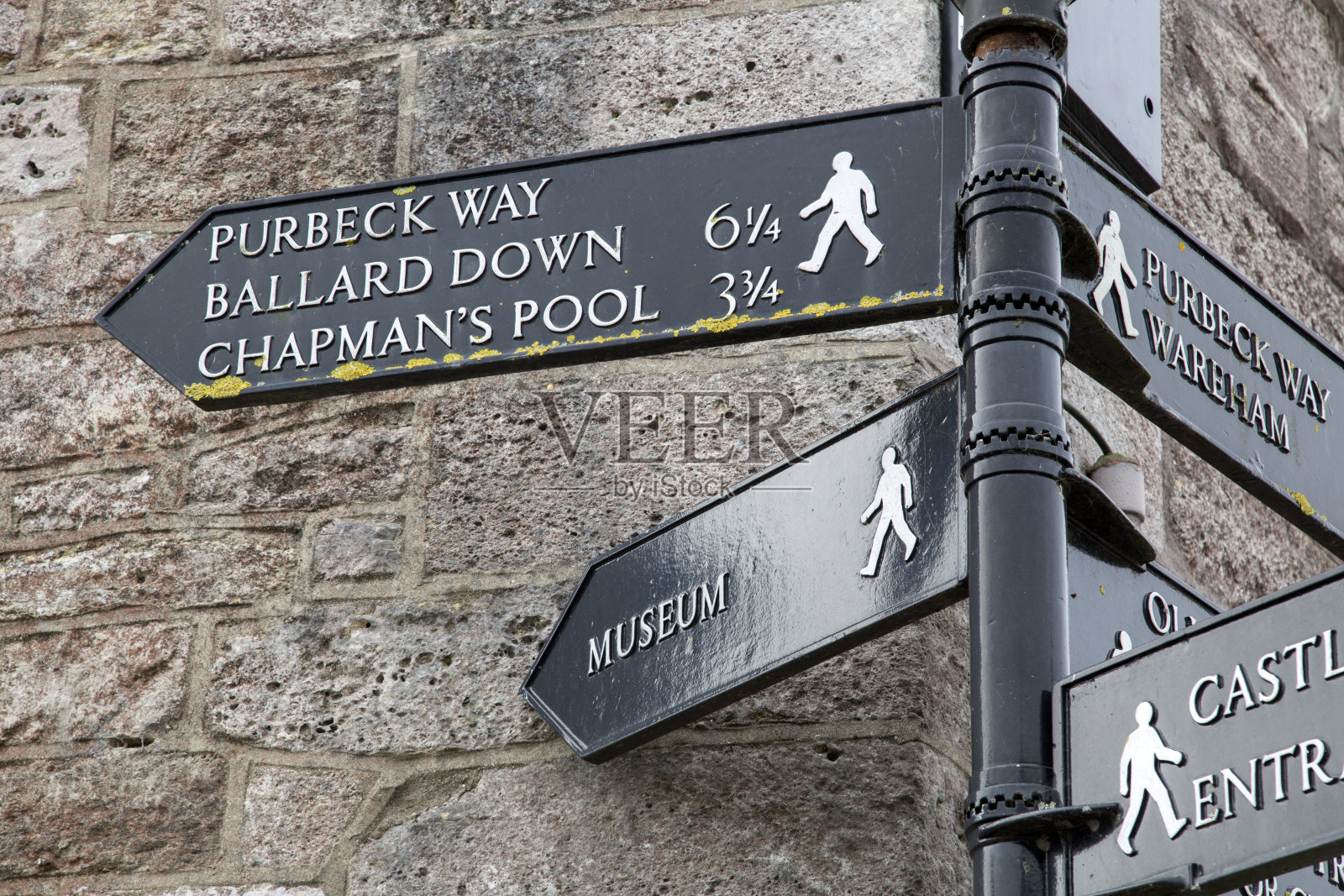 考夫城堡步行路标，多塞特，英国照片摄影图片