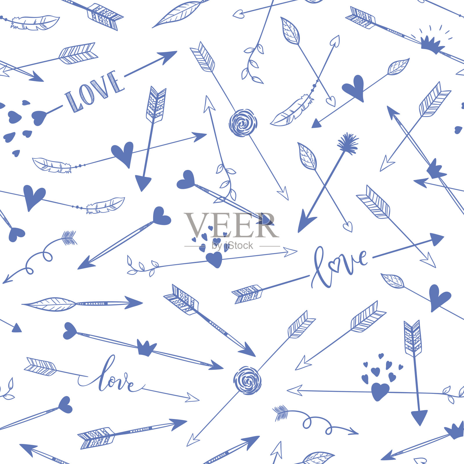 手绘的无缝图案。矢量黑白背景设计元素图片