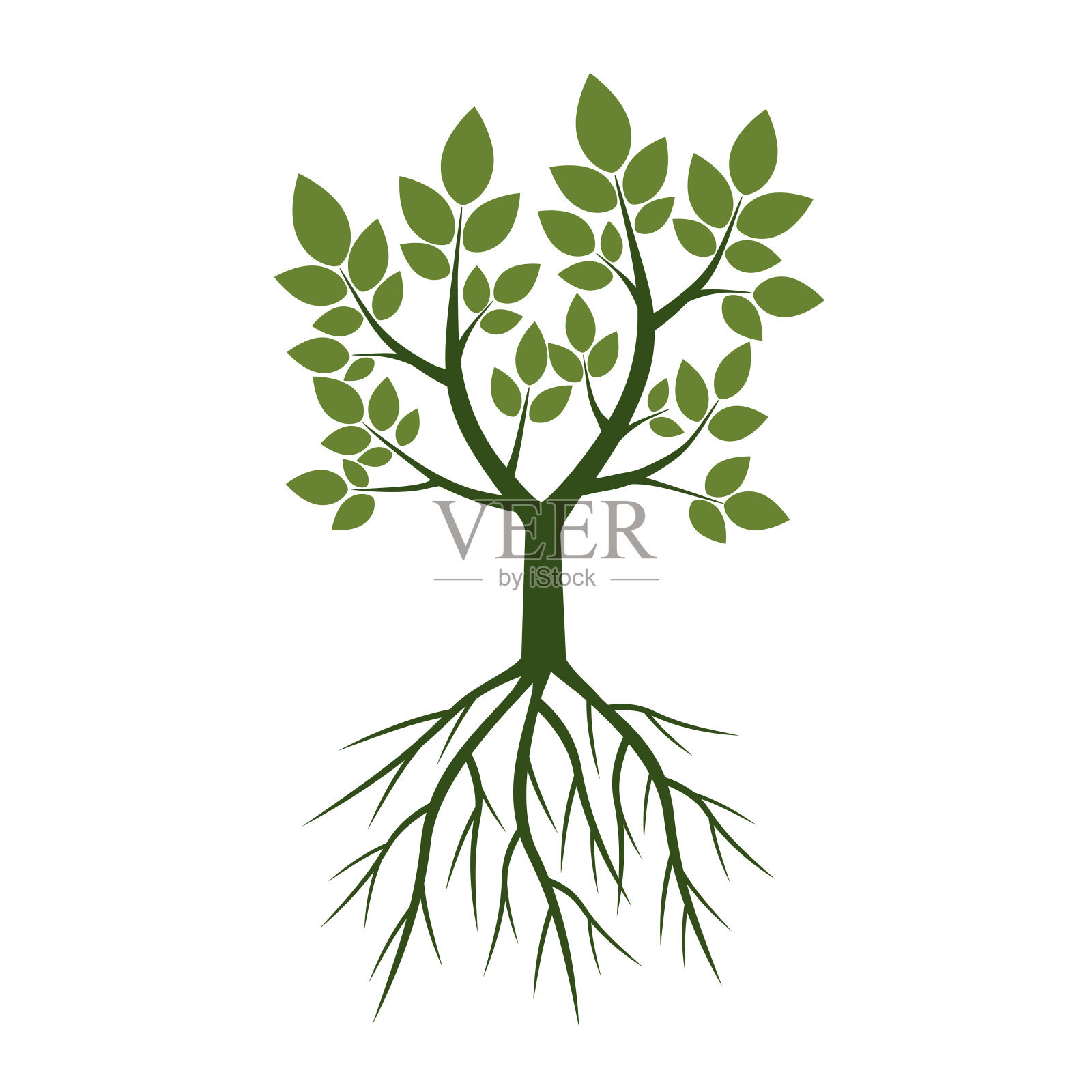 有根的绿树。设计元素图片