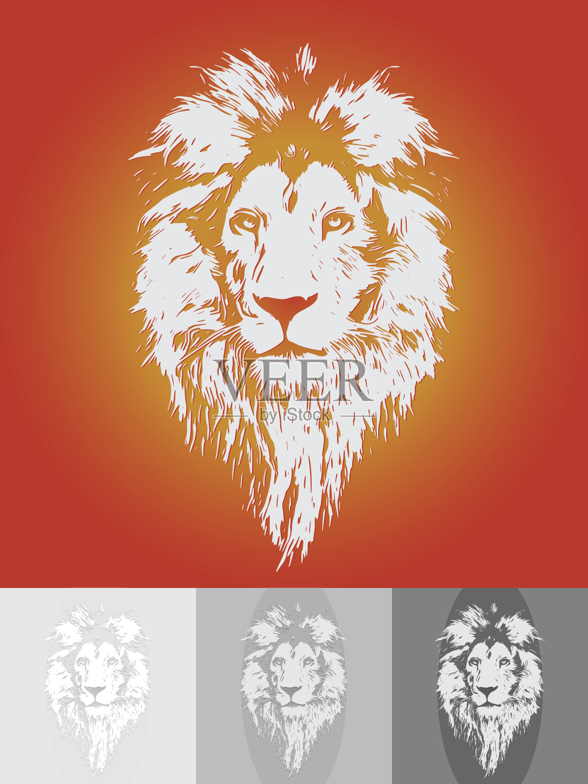 美丽的狮子肖像插画图片素材