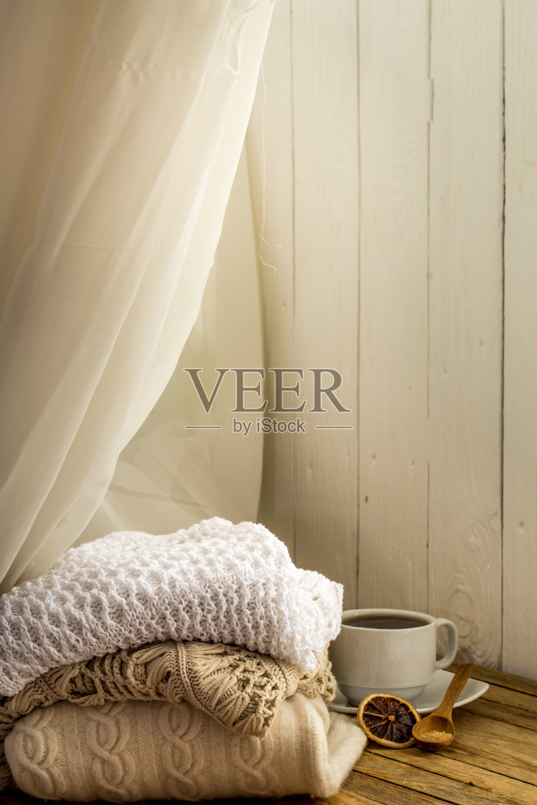 编织舒适的毛衣折叠堆叠照片摄影图片