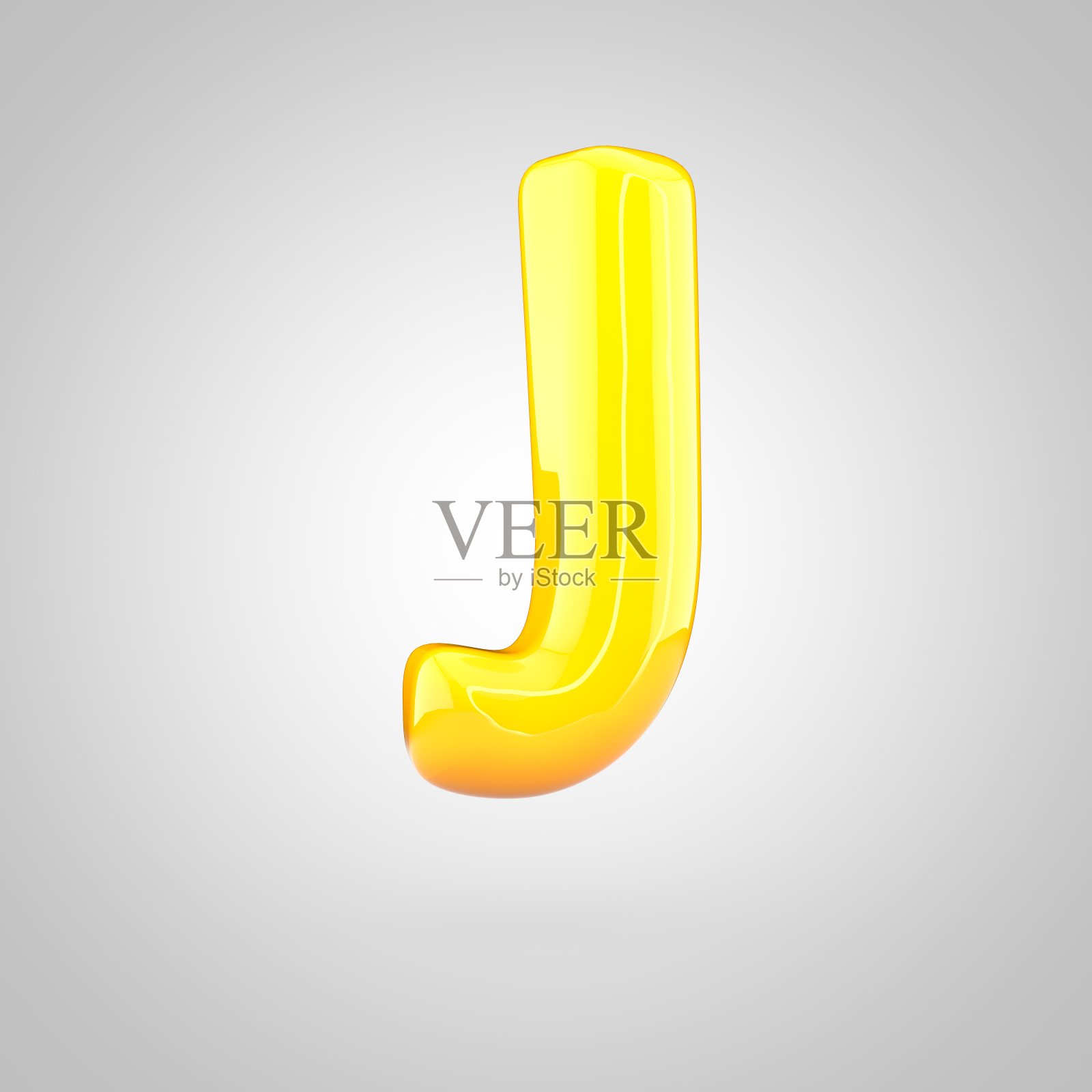 光滑的黄色油漆字母J大写设计元素图片