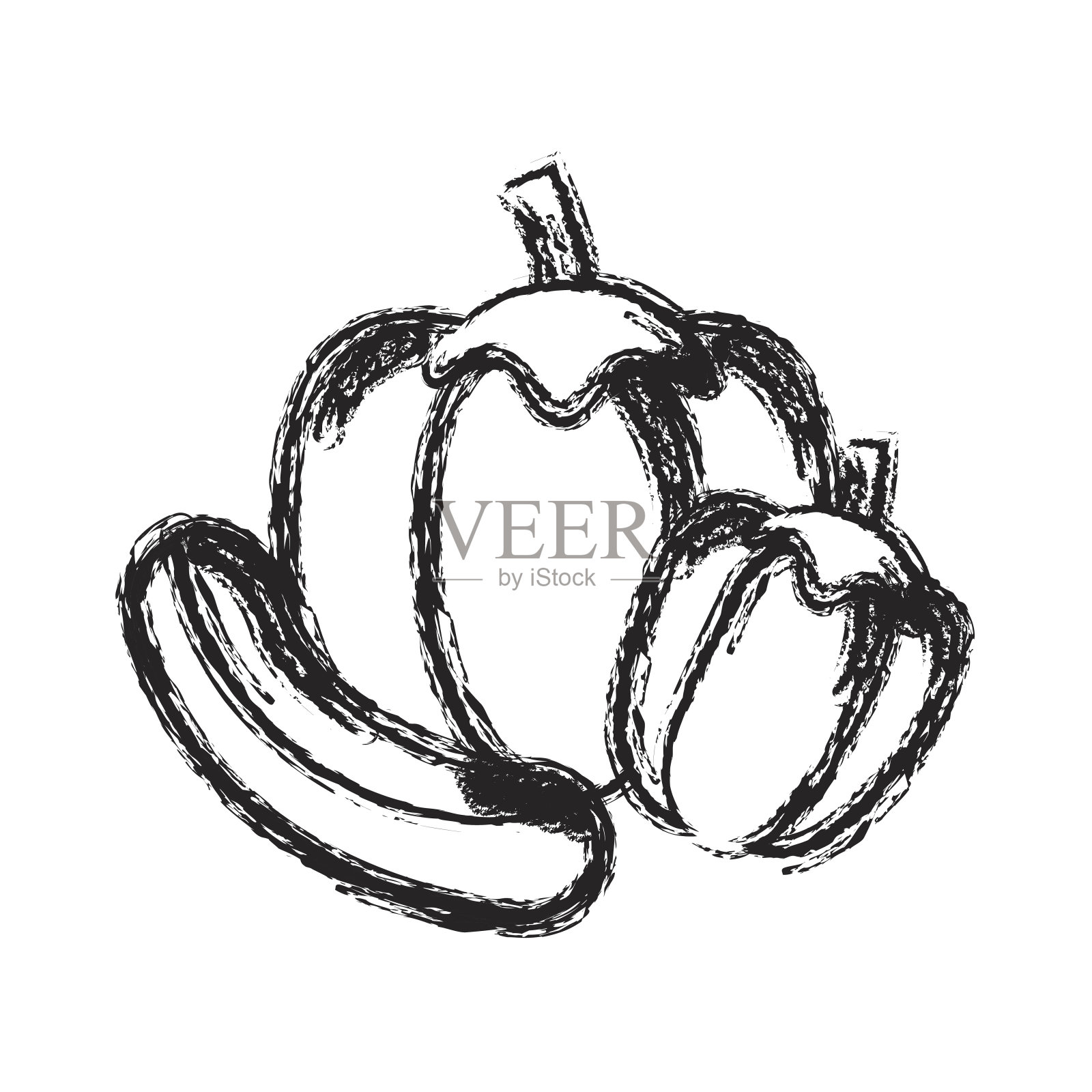 轮廓黄瓜，辣椒和辣椒蔬菜图标插画图片素材