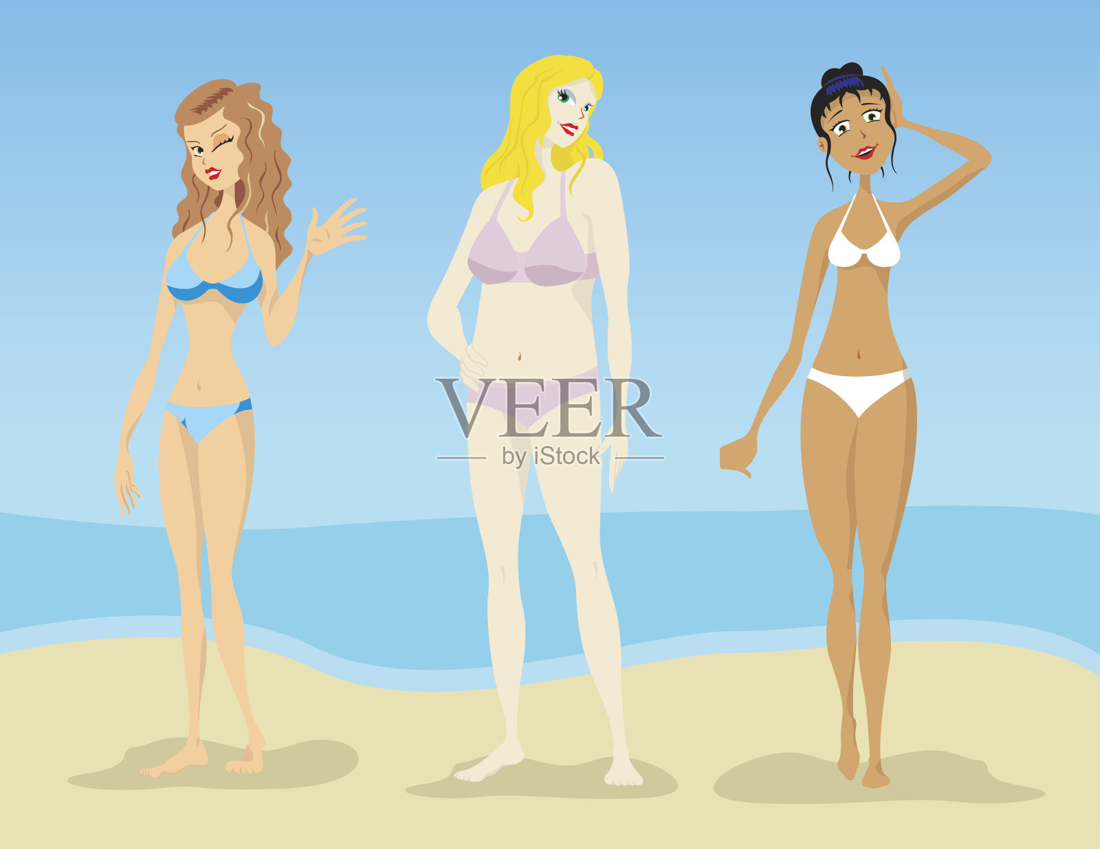 女性插图，椭圆轮廓的模特，沙漏，梨三角形，瘦削，苗条的脂肪。理想的目录和时尚和美容材料插画图片素材