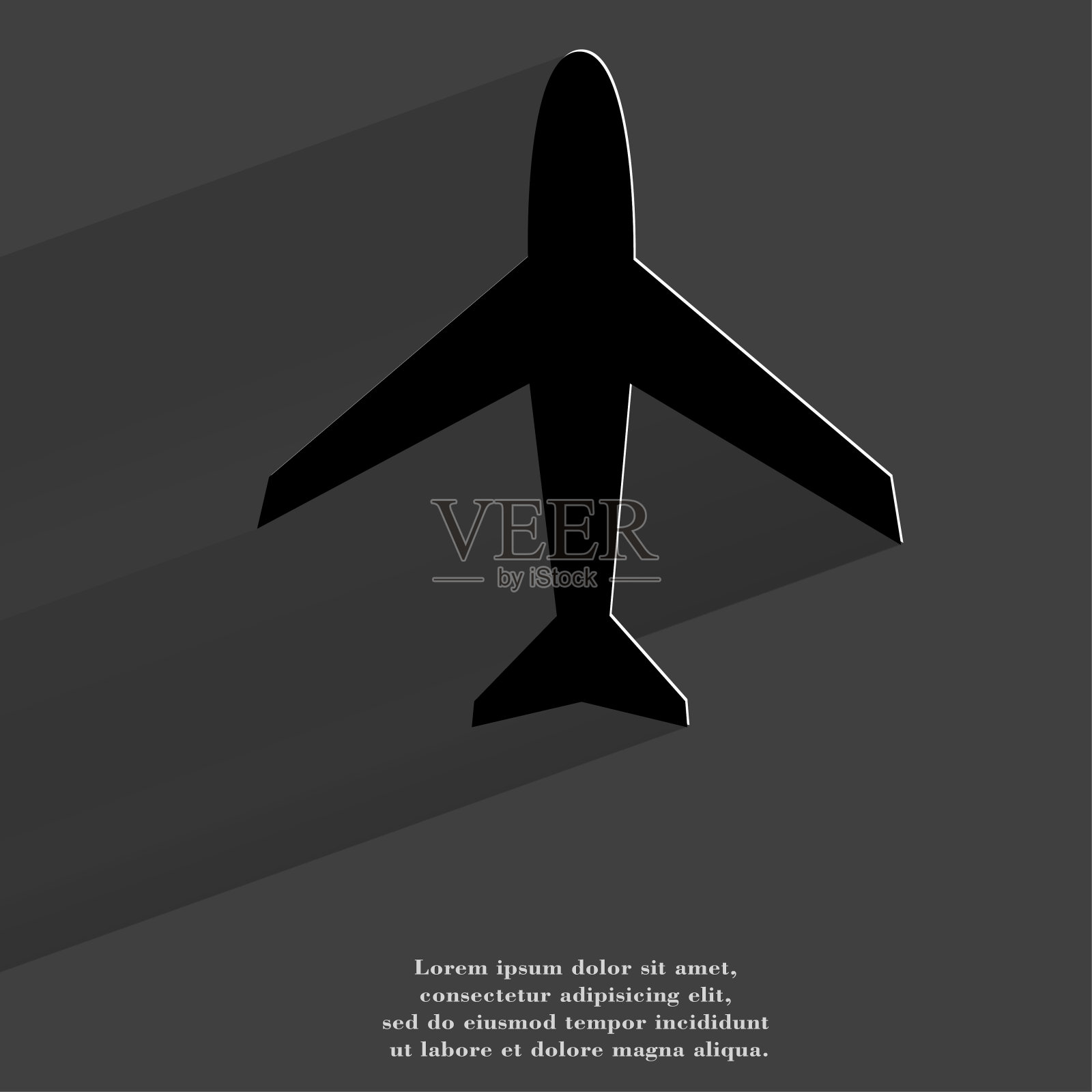 飞机。平面现代网页按钮与长阴影和空间照片摄影图片