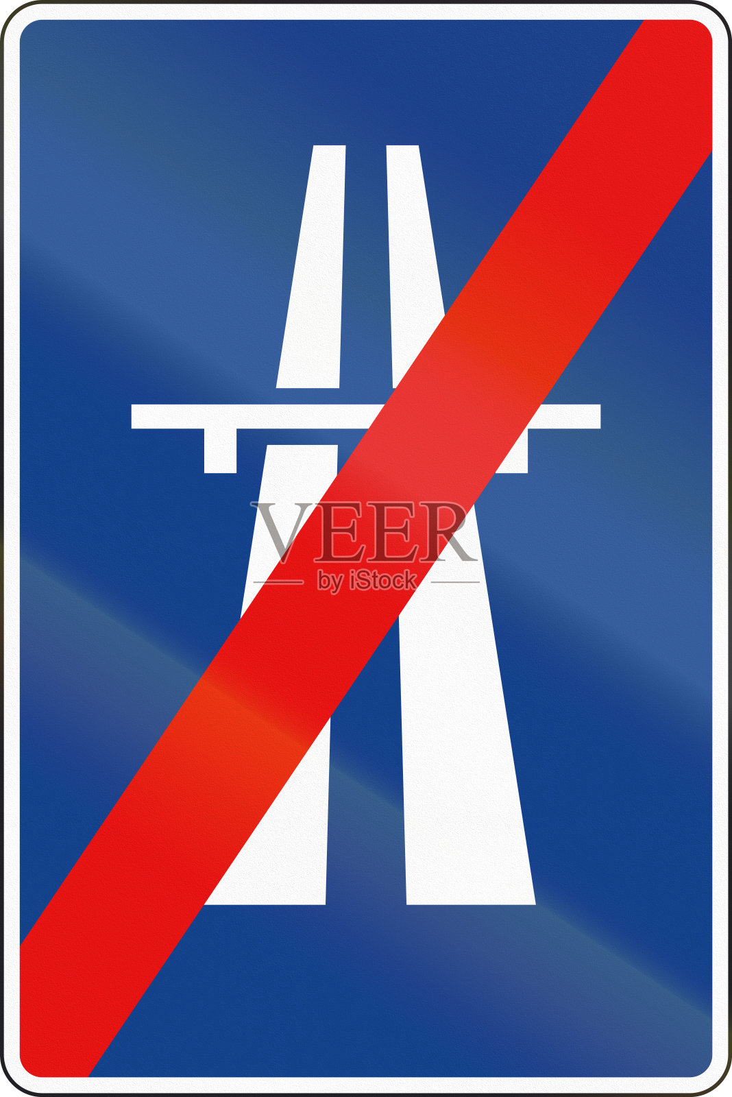 在西班牙使用的路标-高速公路的尽头照片摄影图片