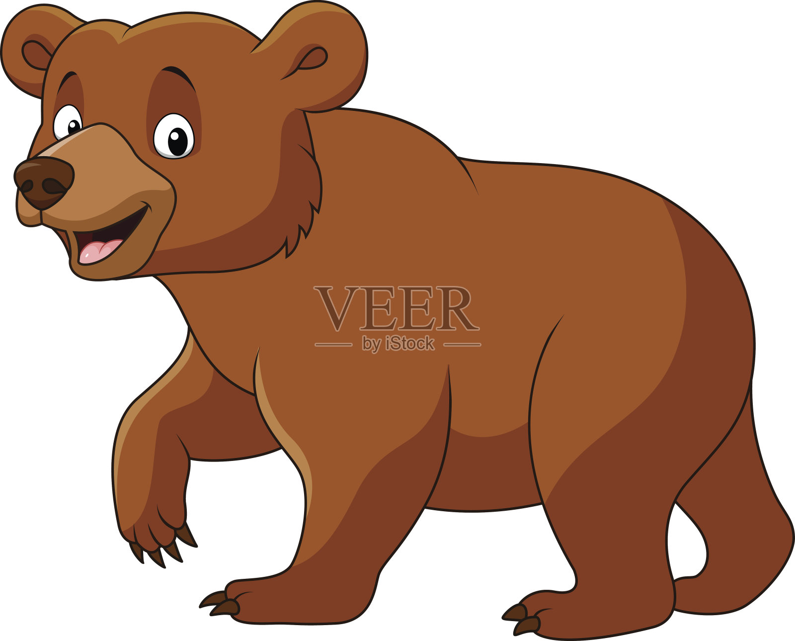 可爱的熊孤立行走在白色的背景设计元素图片