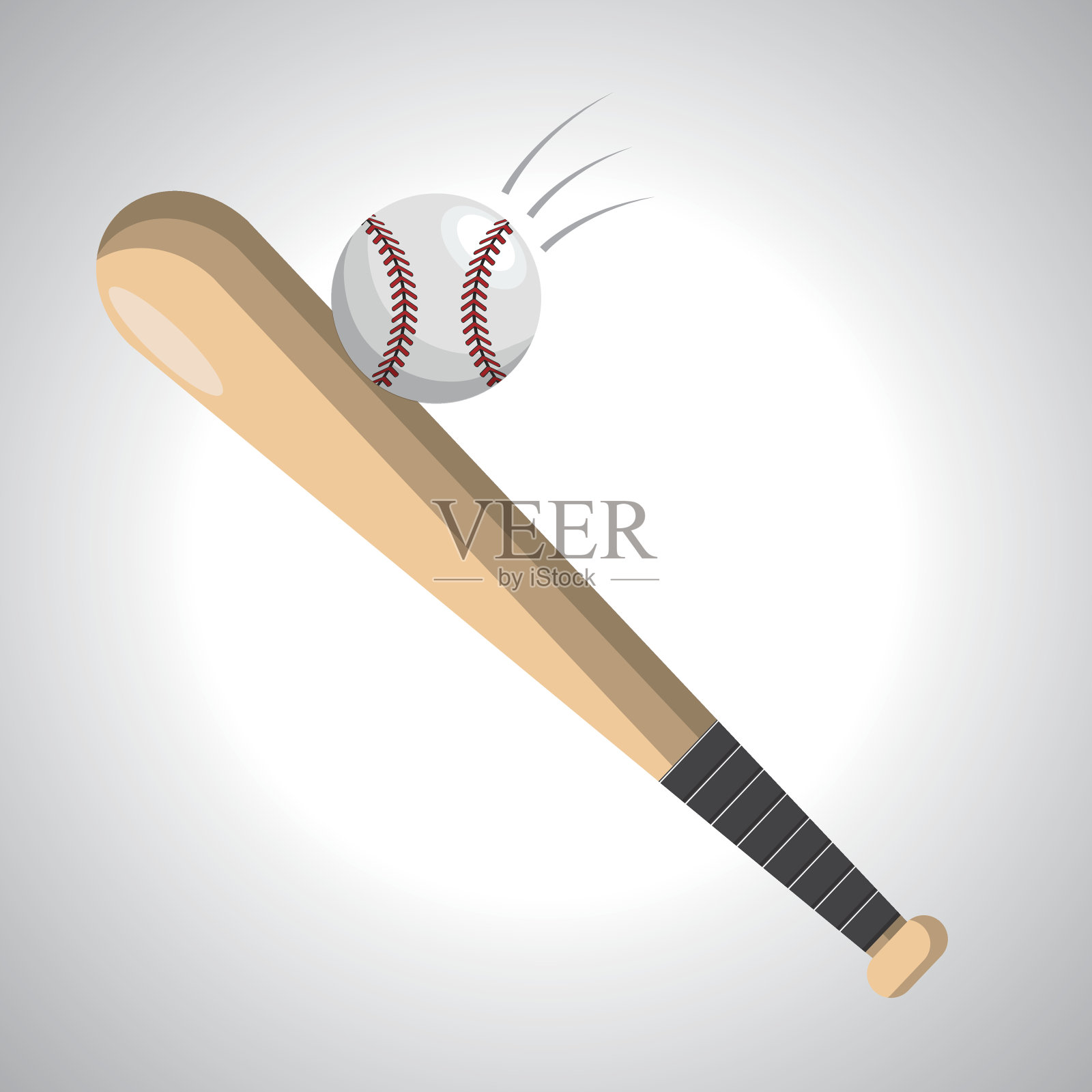 彩色棒球与球棒和球的图标插画图片素材