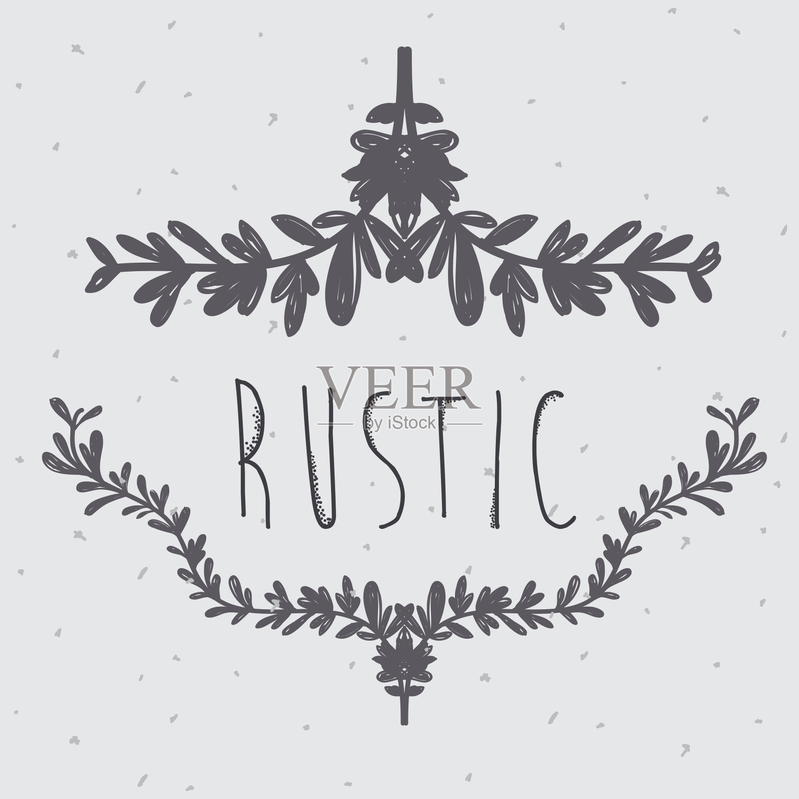 灰色花朵设计的乡村图标插画图片素材