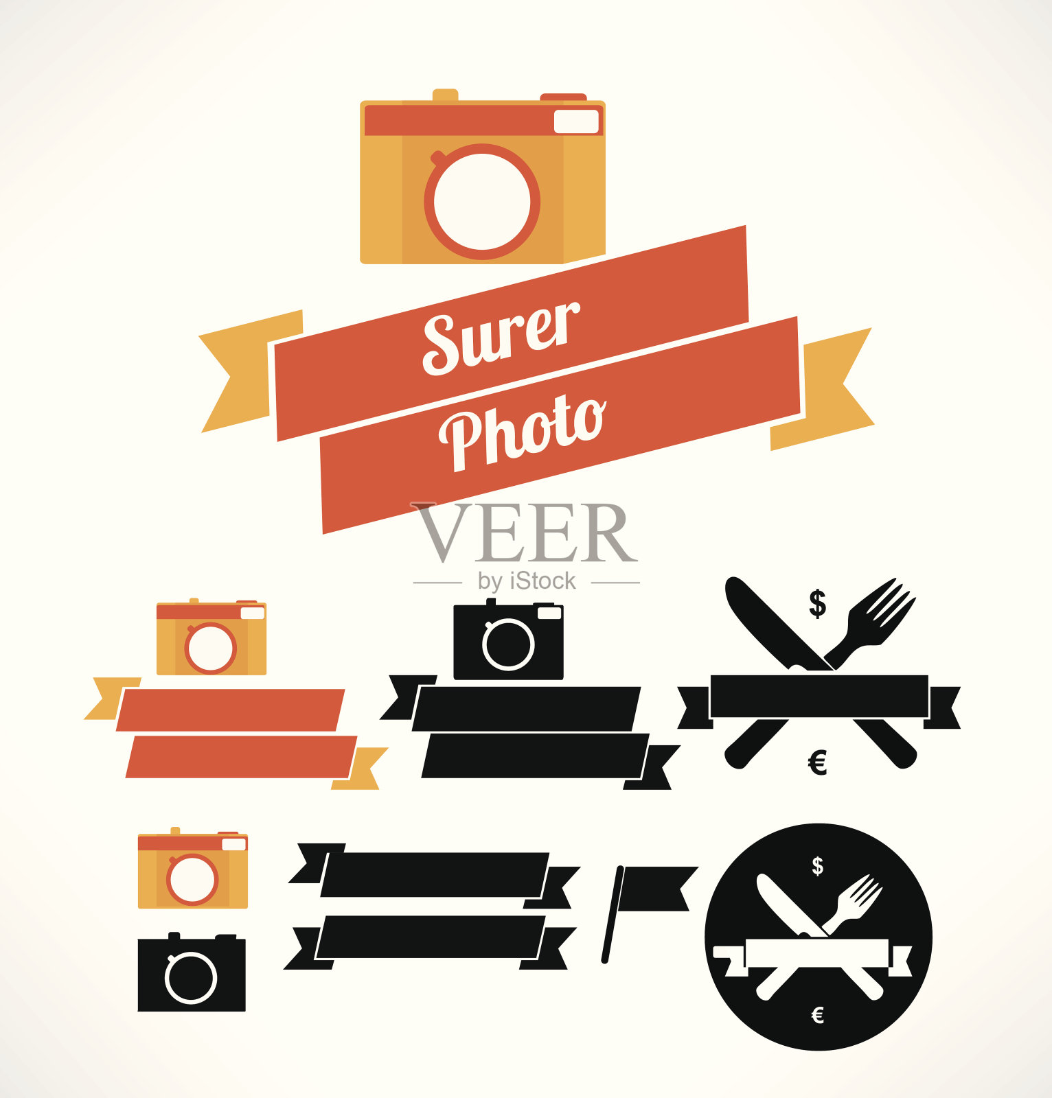 复古风格复古集图标。图标素材