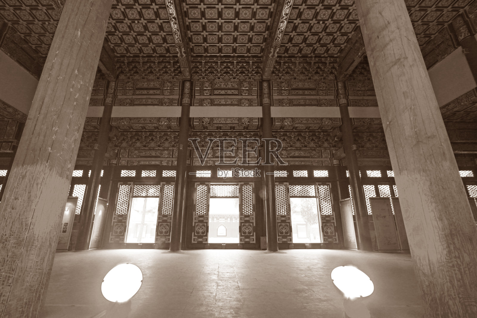 中国古代庙宇内部建筑照片摄影图片