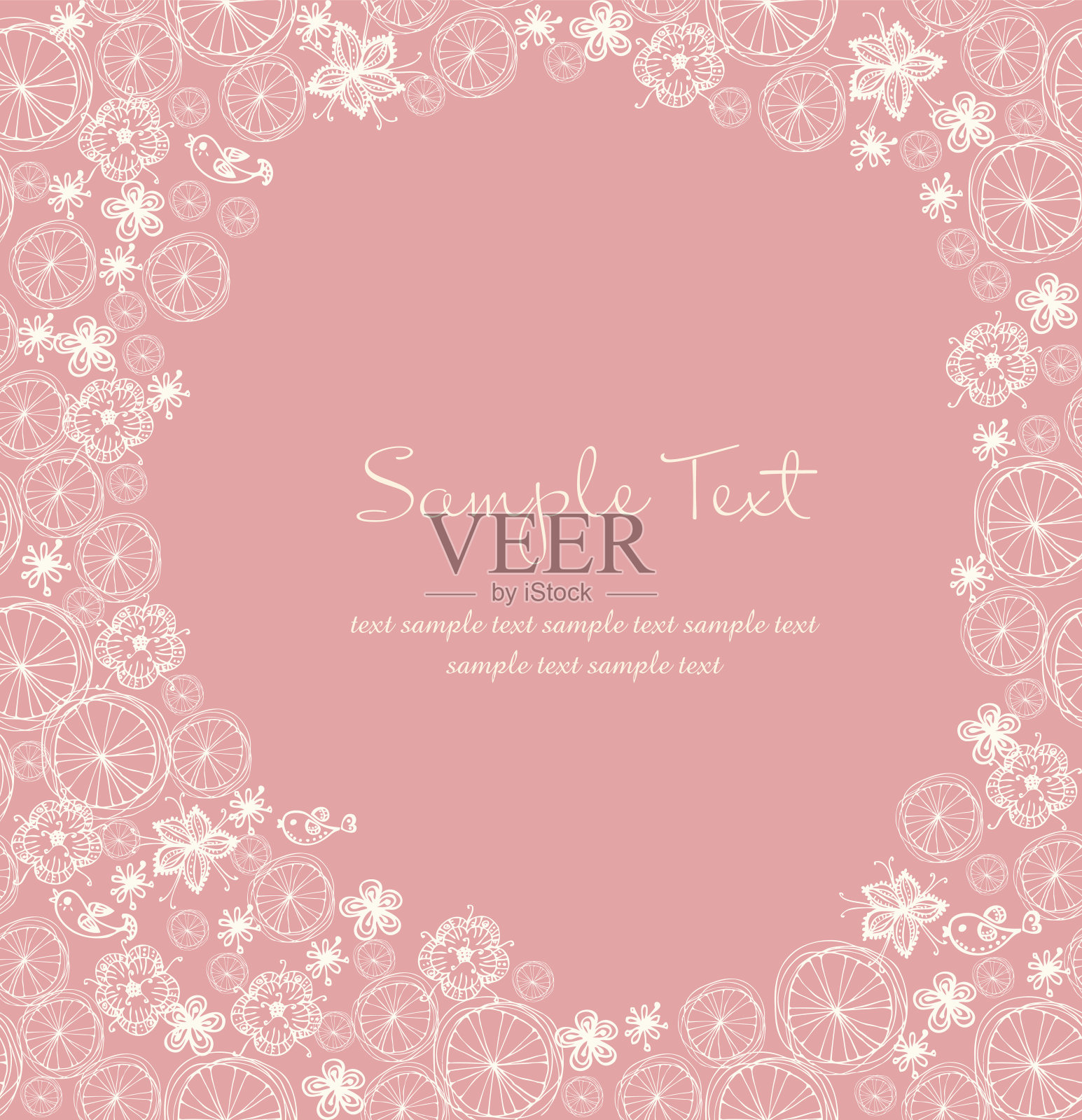 浪漫涂鸦鲜花贺卡模板插画图片素材