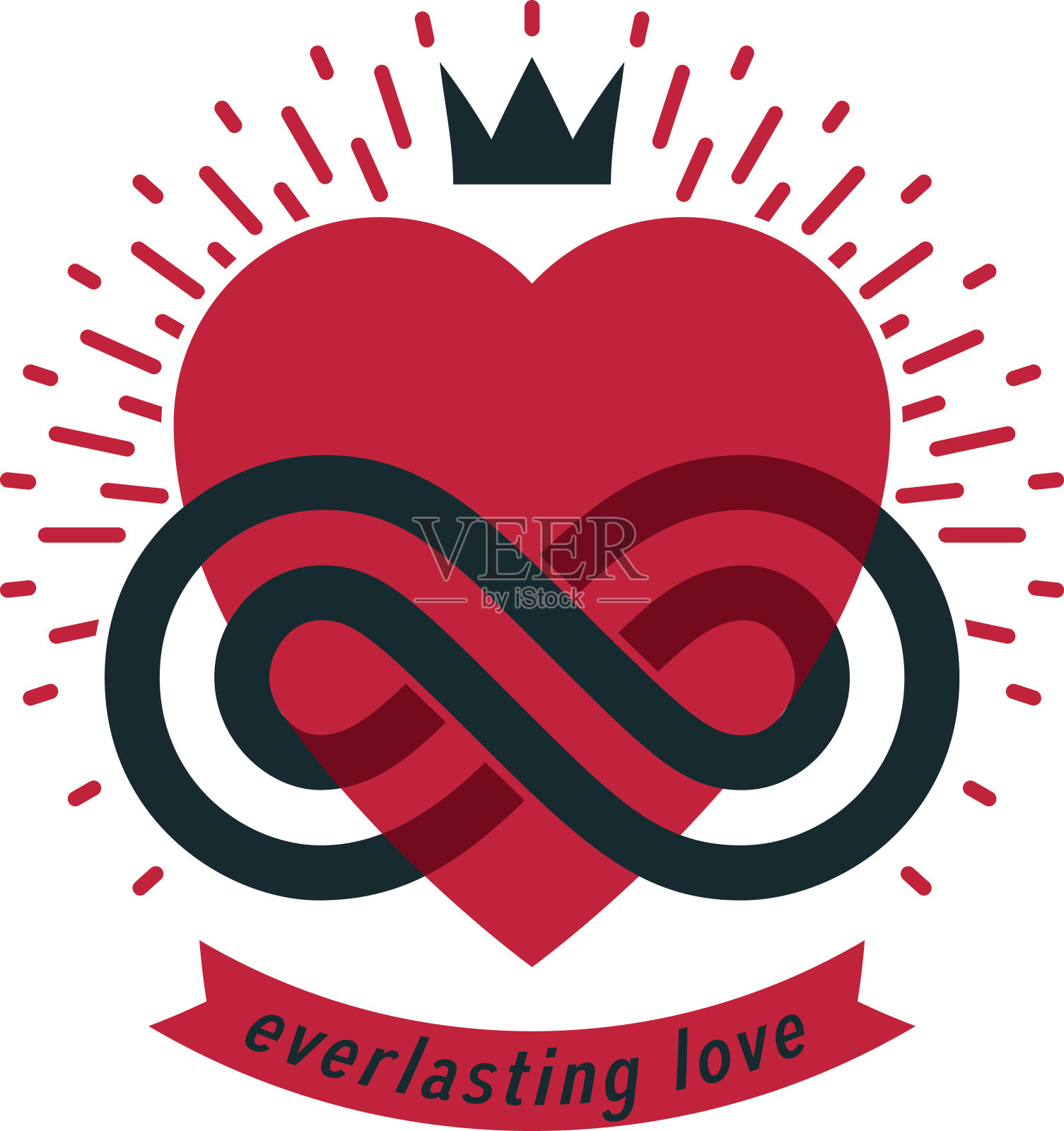 永恒的爱的概念，向量符号创造无限环符号和心。插画图片素材