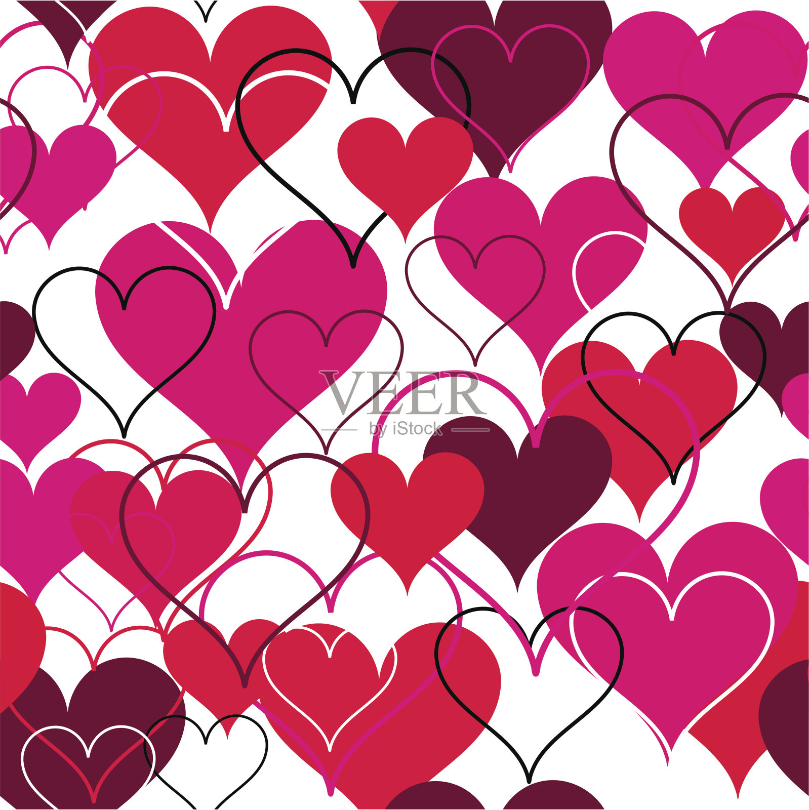 心粉无缝背景。向量插画图片素材