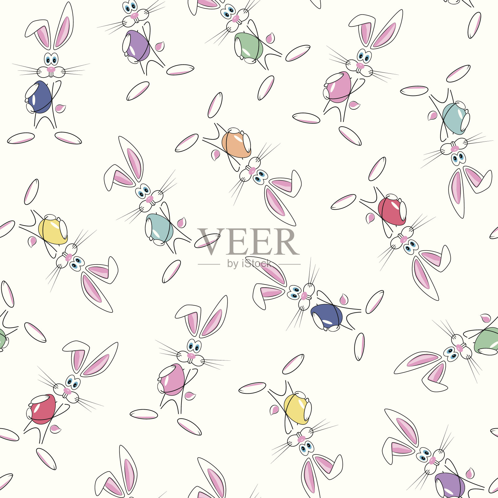 可爱的复活节兔子图案设计元素图片