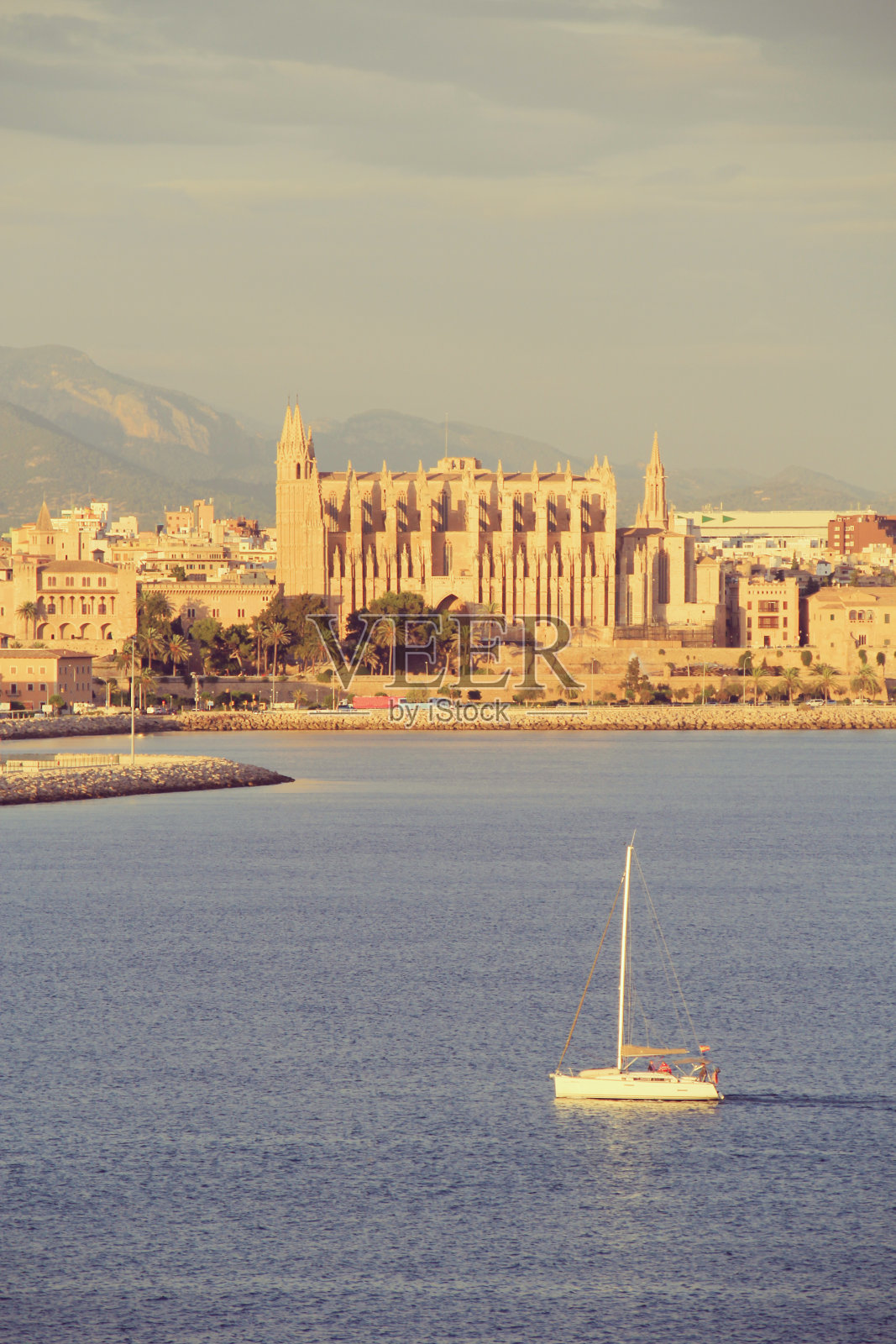 西班牙马略卡岛帕尔马大教堂。照片摄影图片