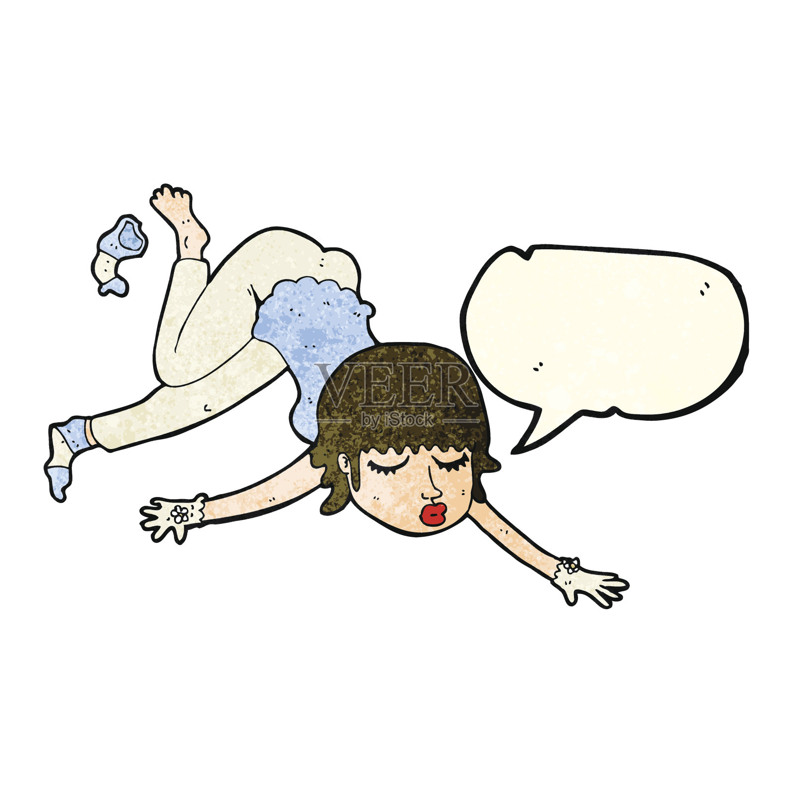 卡通女人浮着气泡说话插画图片素材