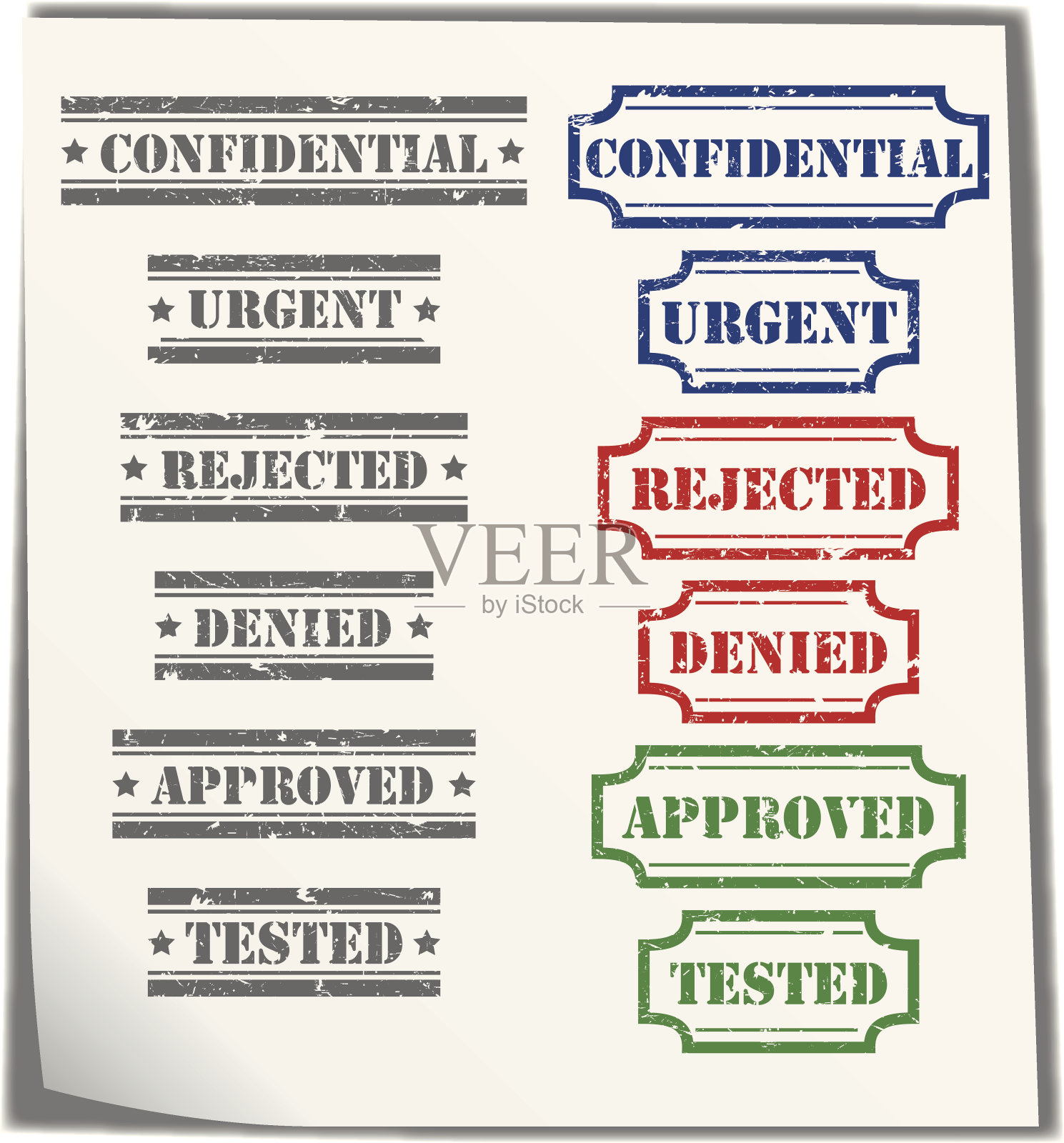 一套陈旧的印版，以供审批插画图片素材