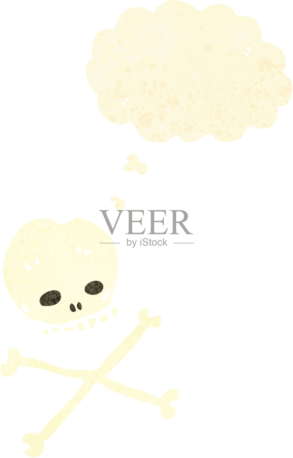 带有思想泡泡的卡通骷髅插画图片素材