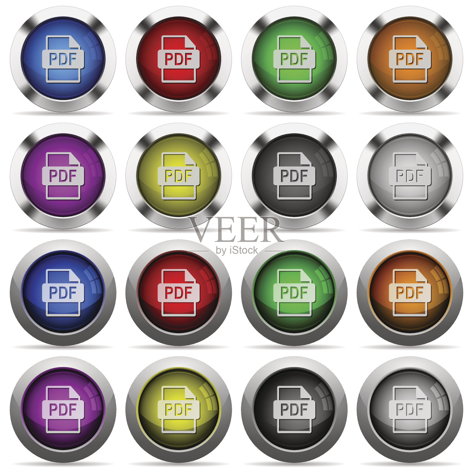 PDF文件格式按钮集插画图片素材