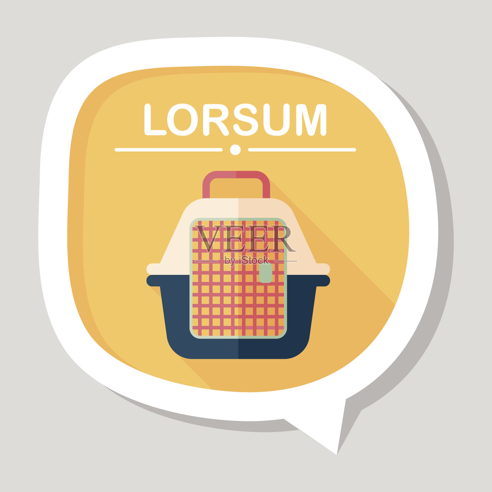 宠物旅行笼平面图标与长影子，eps10插画图片素材