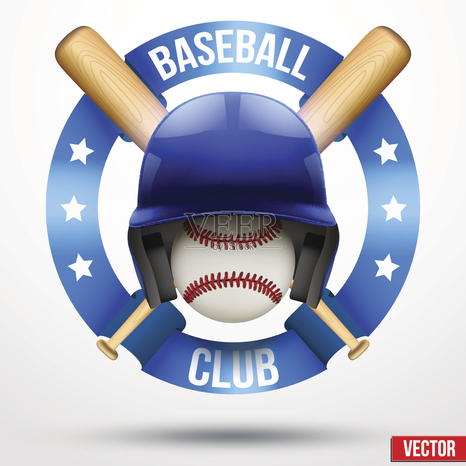 棒球和带丝带的头盔插画图片素材