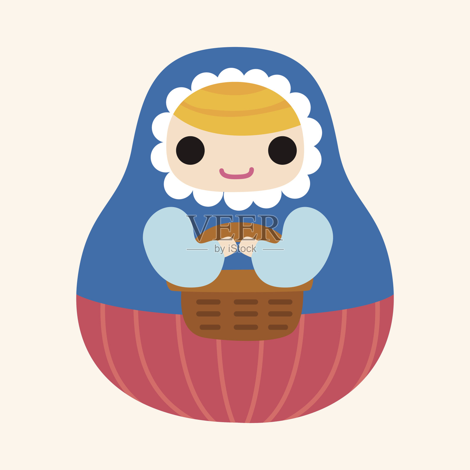 俄罗斯传统木制娃娃，矢量图案，el插画图片素材