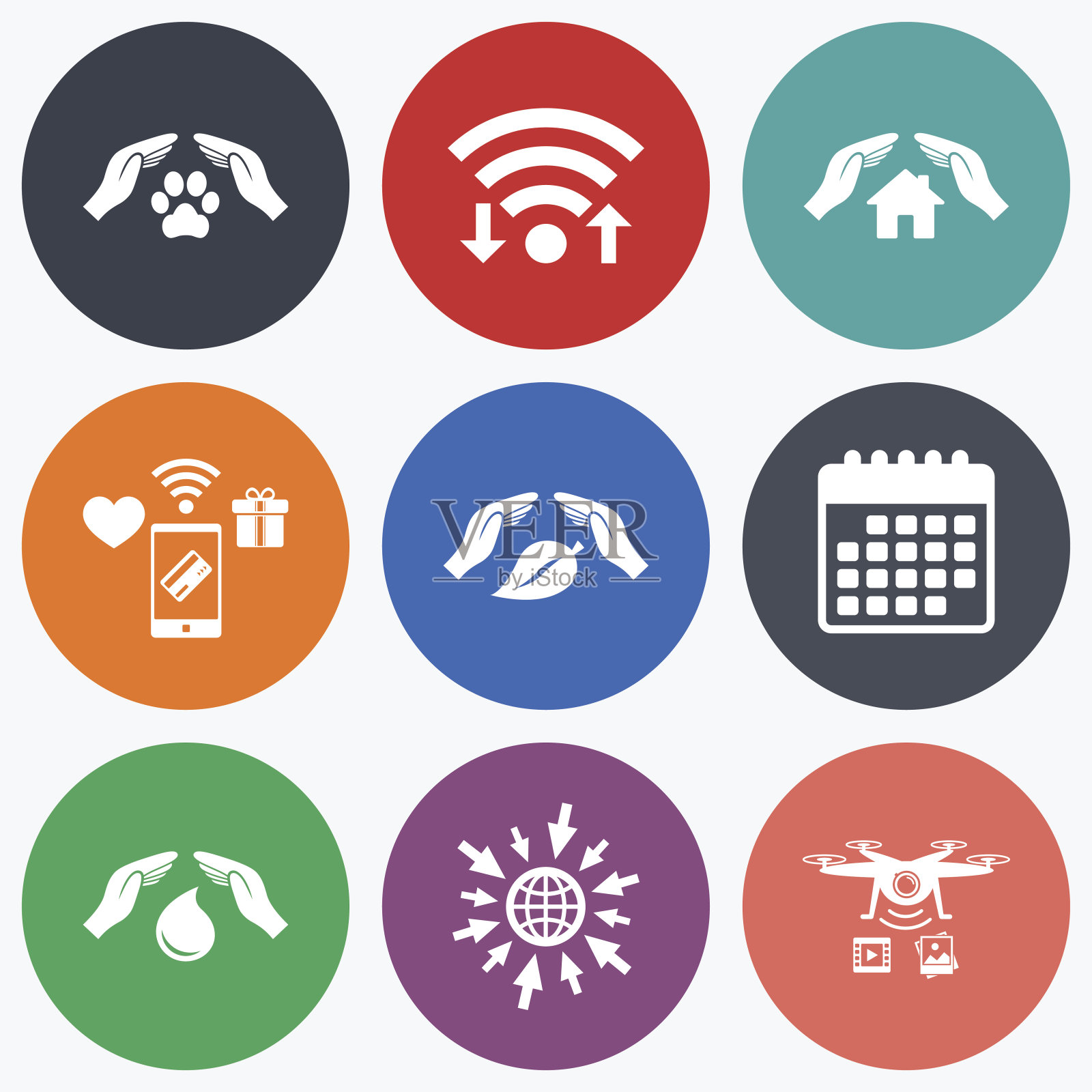 手保险图标。27、节约用水，保护自然。图标素材