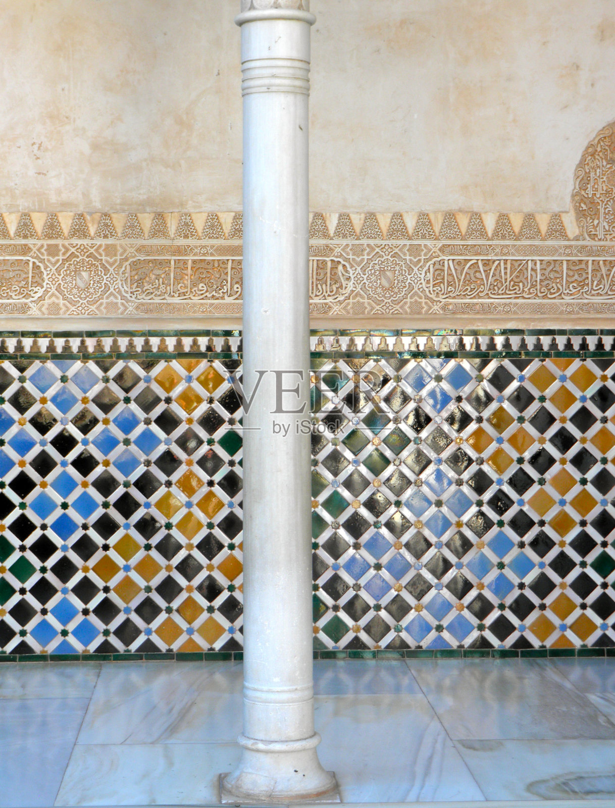 西班牙阿罕布拉的马赛克照片摄影图片