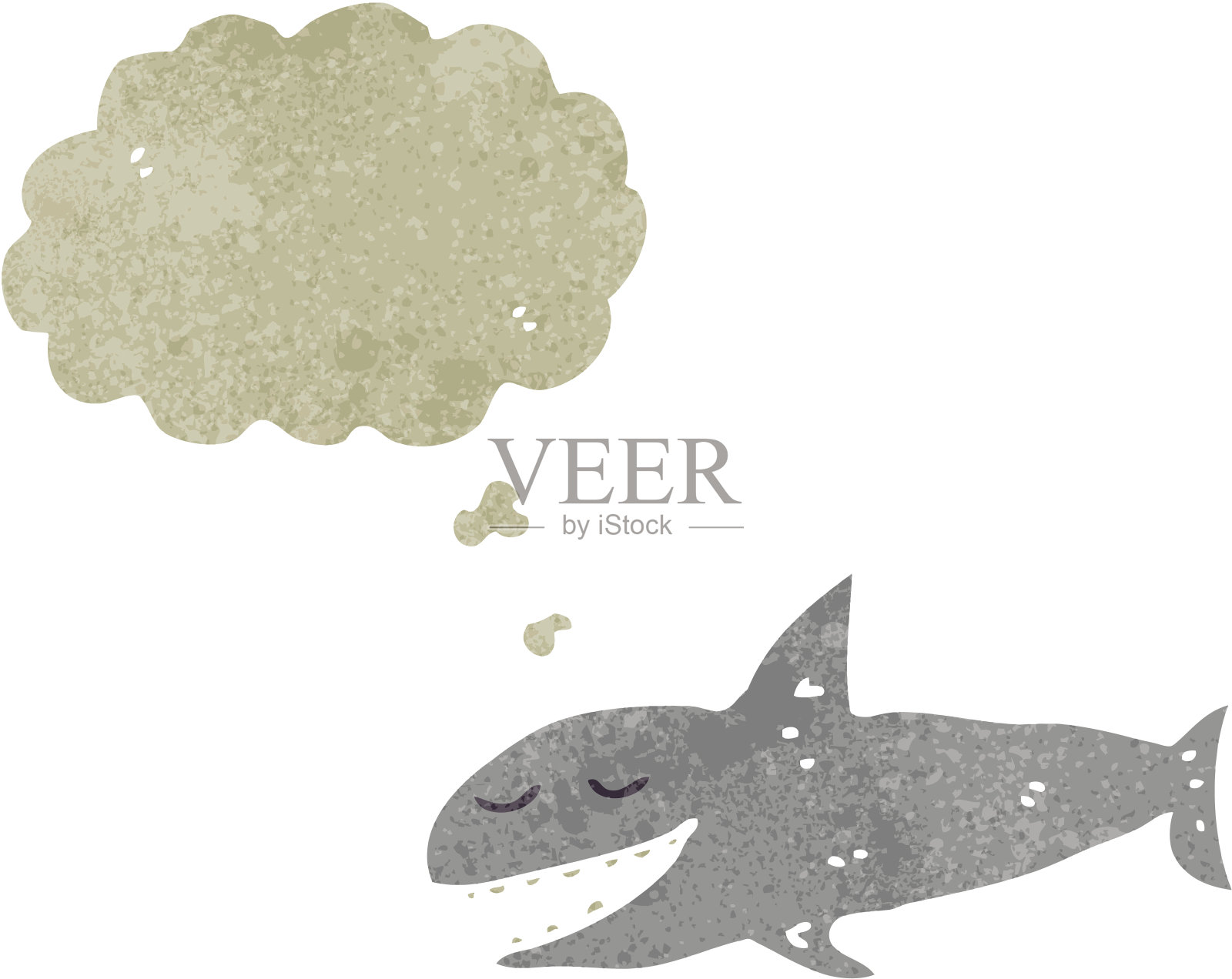 复古卡通快乐鲨鱼插画图片素材