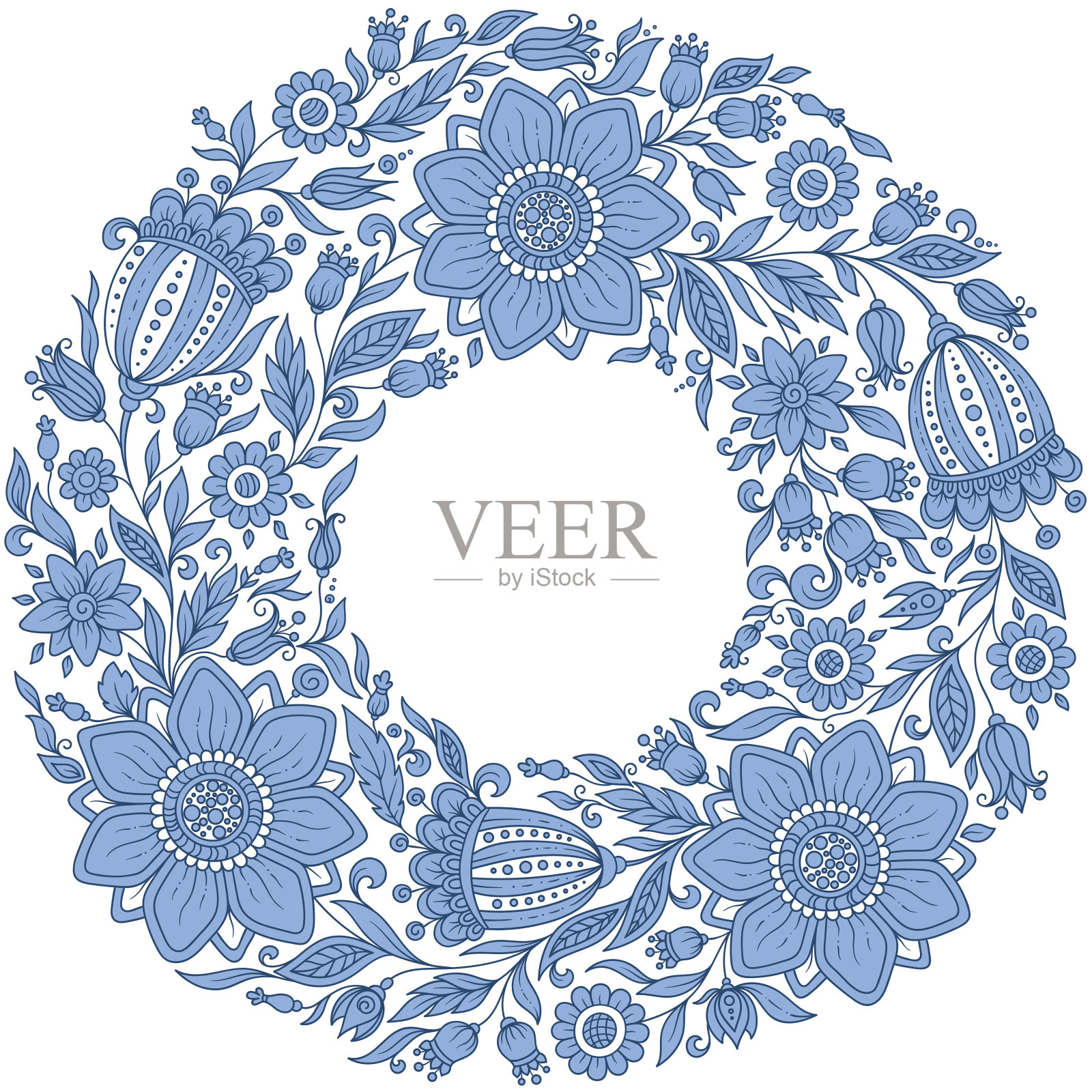 矢量花圈卡片。插画图片素材