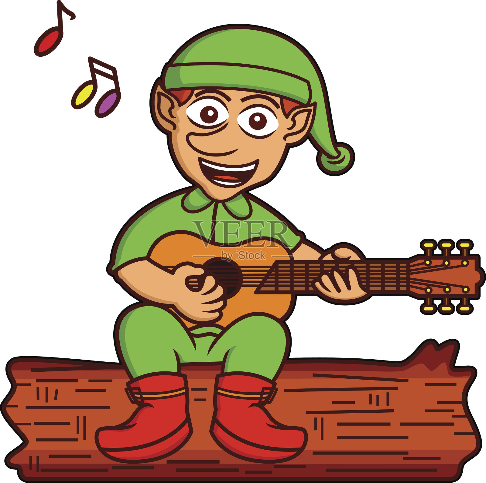 小精灵一边弹吉他一边唱歌设计元素图片