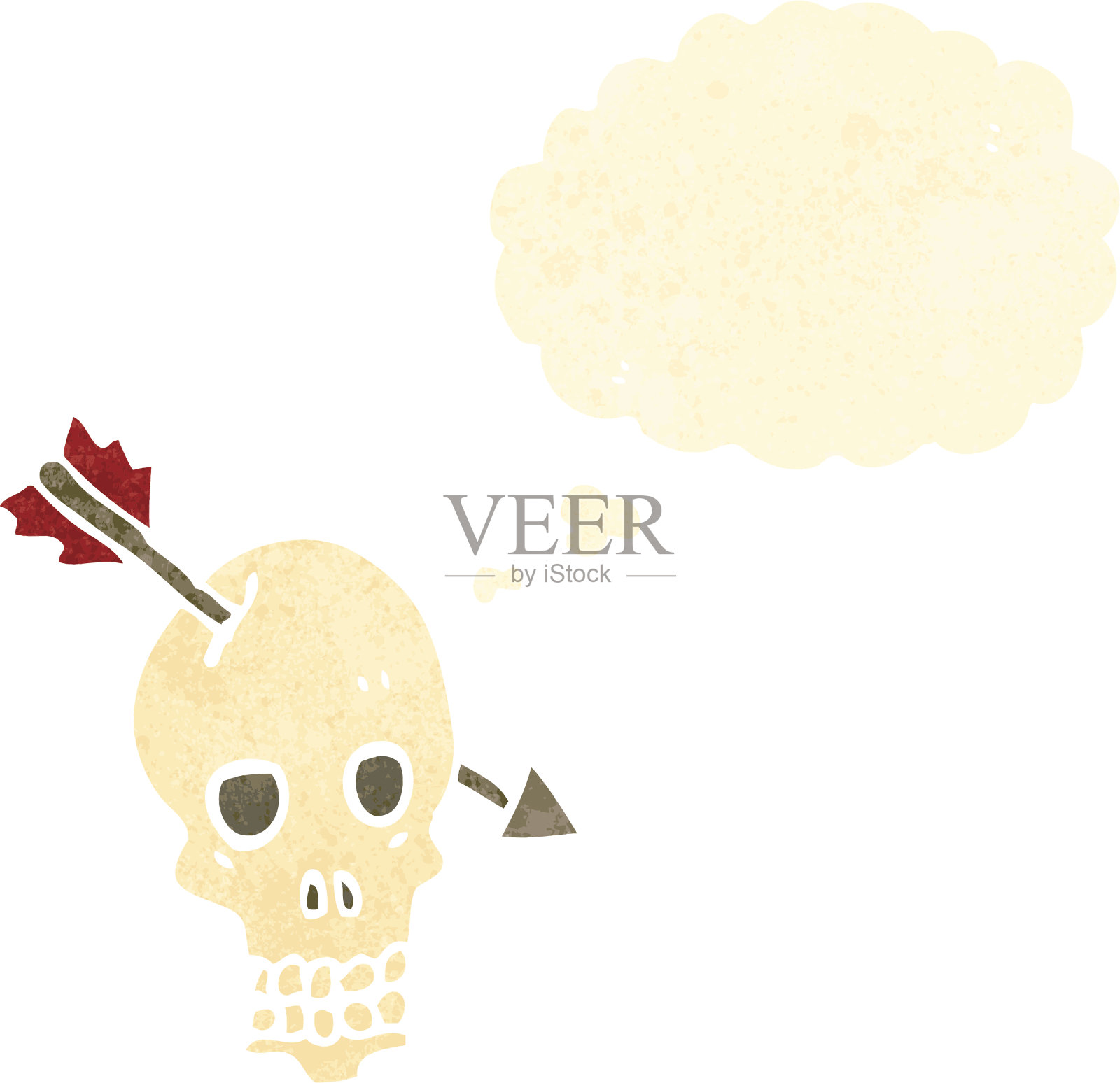 骷髅与箭头复古卡通插画图片素材