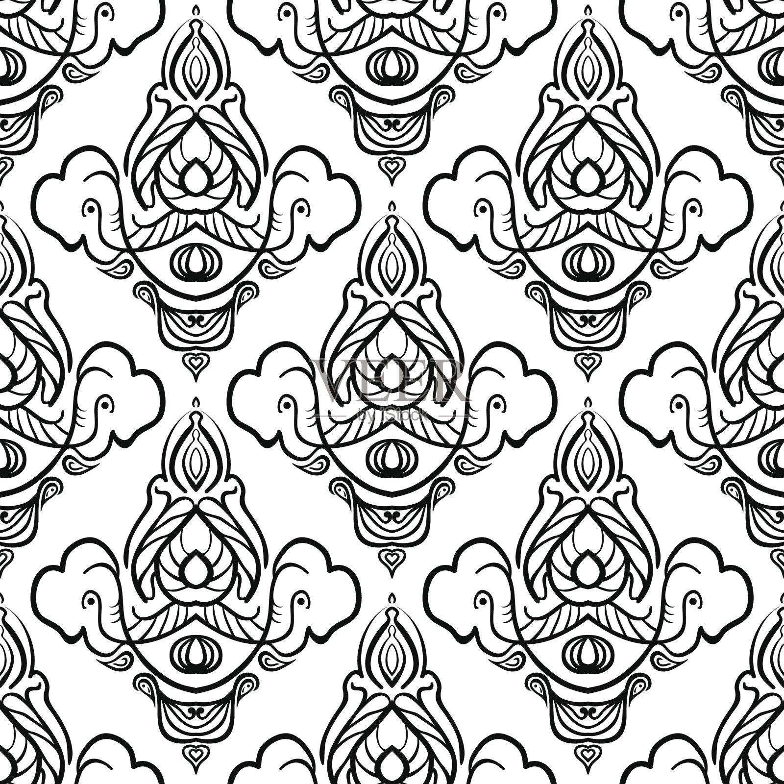 无缝抽象手绘矢量模式插画图片素材