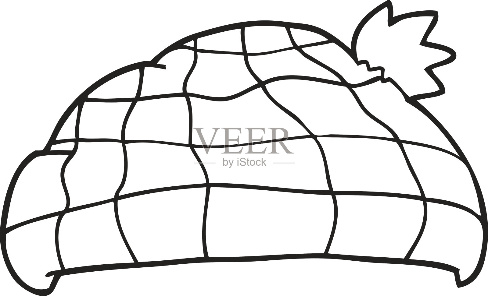 黑白卡通格子帽插画图片素材