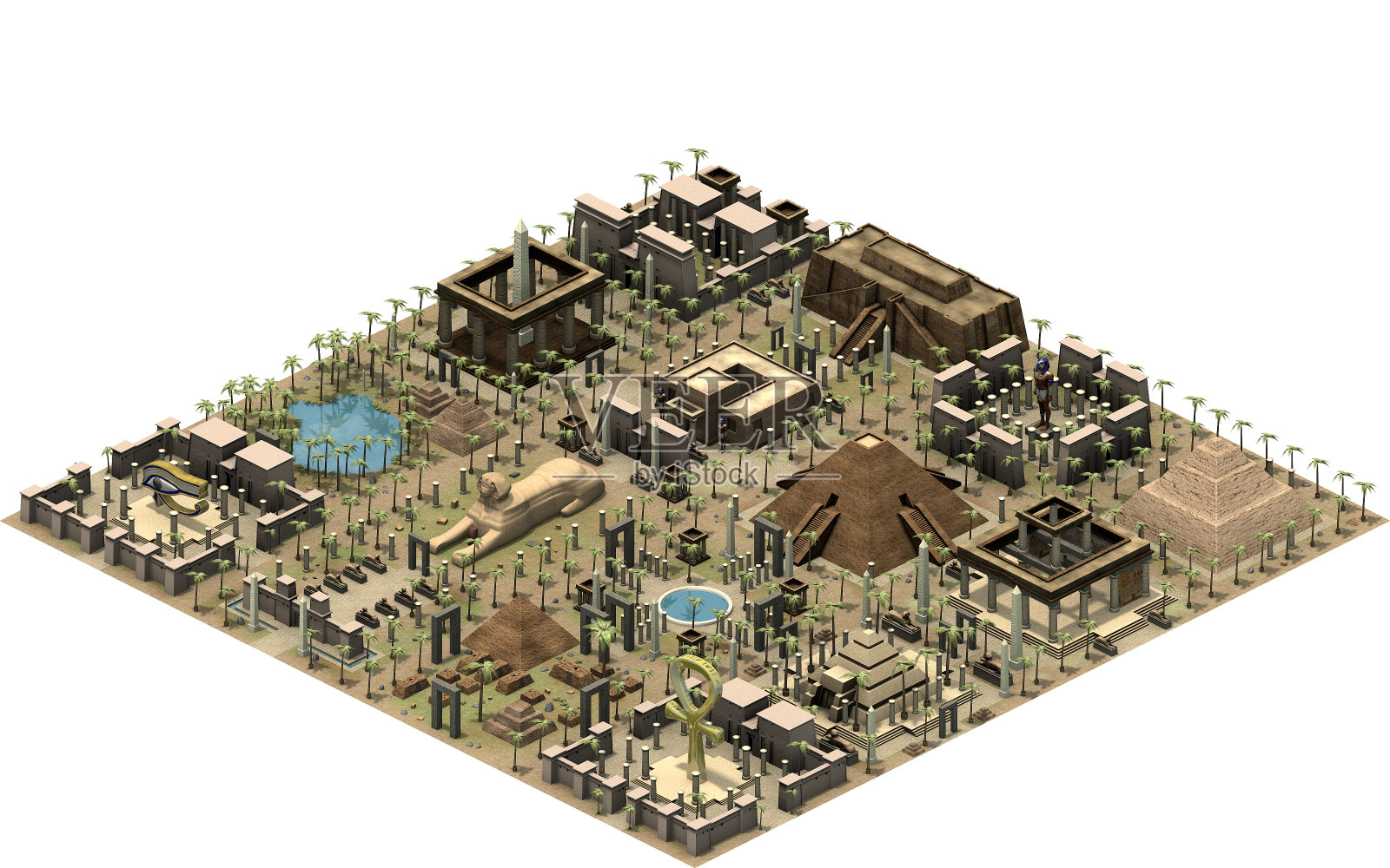 2.5D古埃及建筑3D渲染照片摄影图片