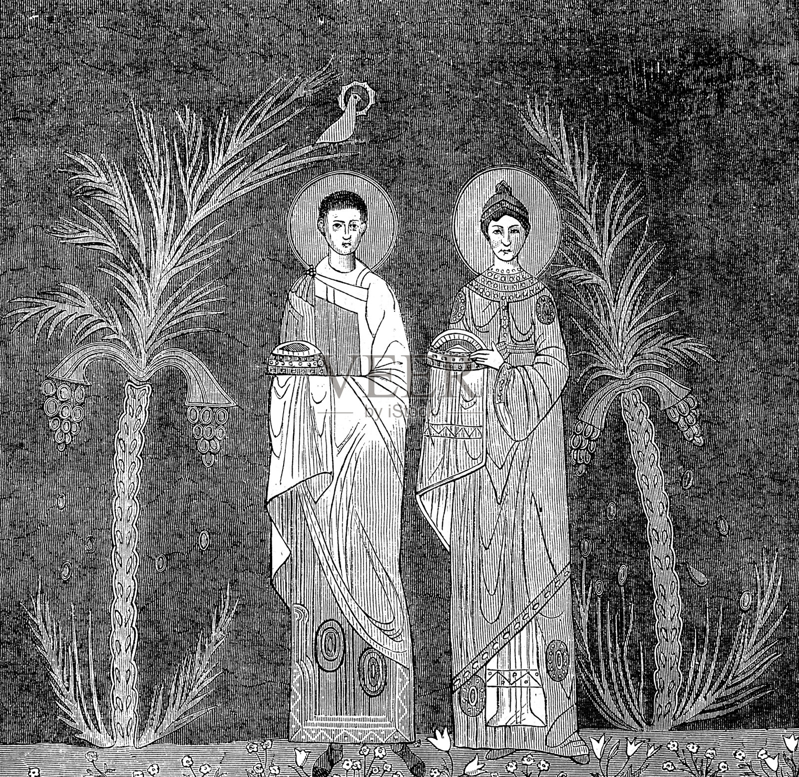 Valeriano和Cecilia Mosaic在罗马插画图片素材