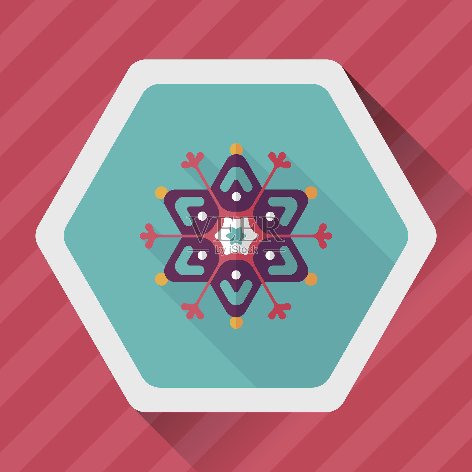 雪花平面图标与长阴影eps10插画图片素材