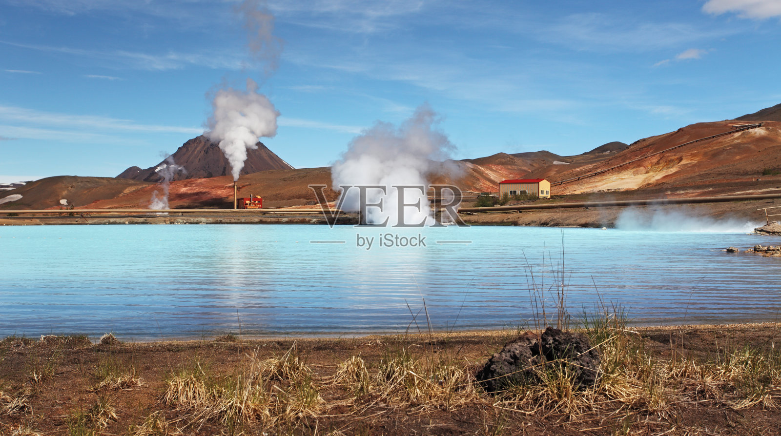 地热发电站-绿松石湖，冰岛照片摄影图片