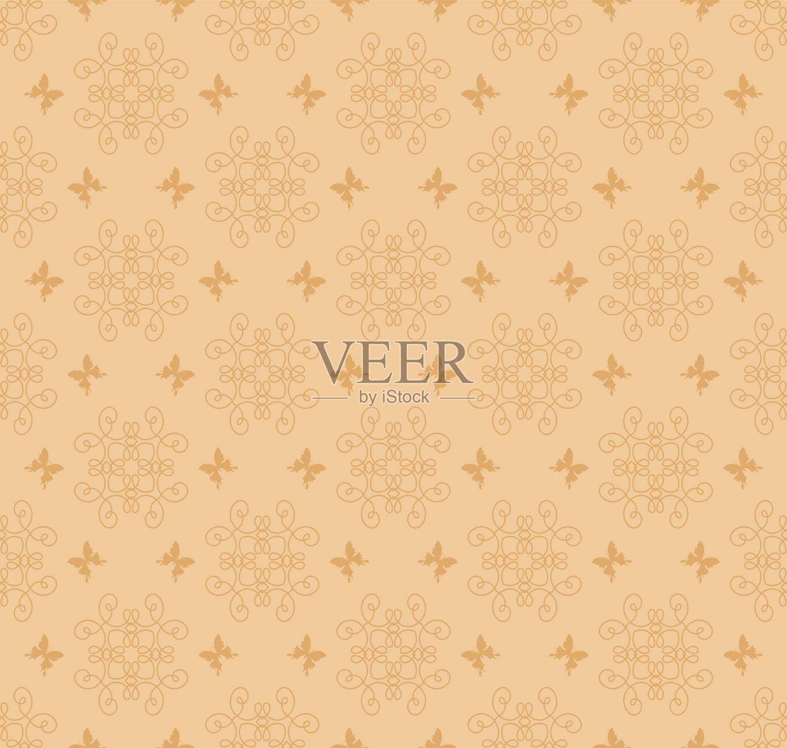 无缝图案复古墙纸插画图片素材