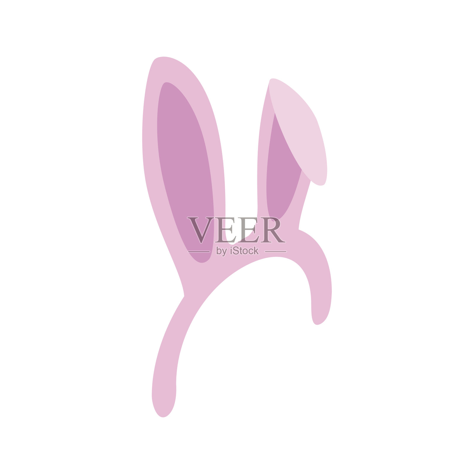 粉色兔耳朵图标，等距3d风格设计元素图片