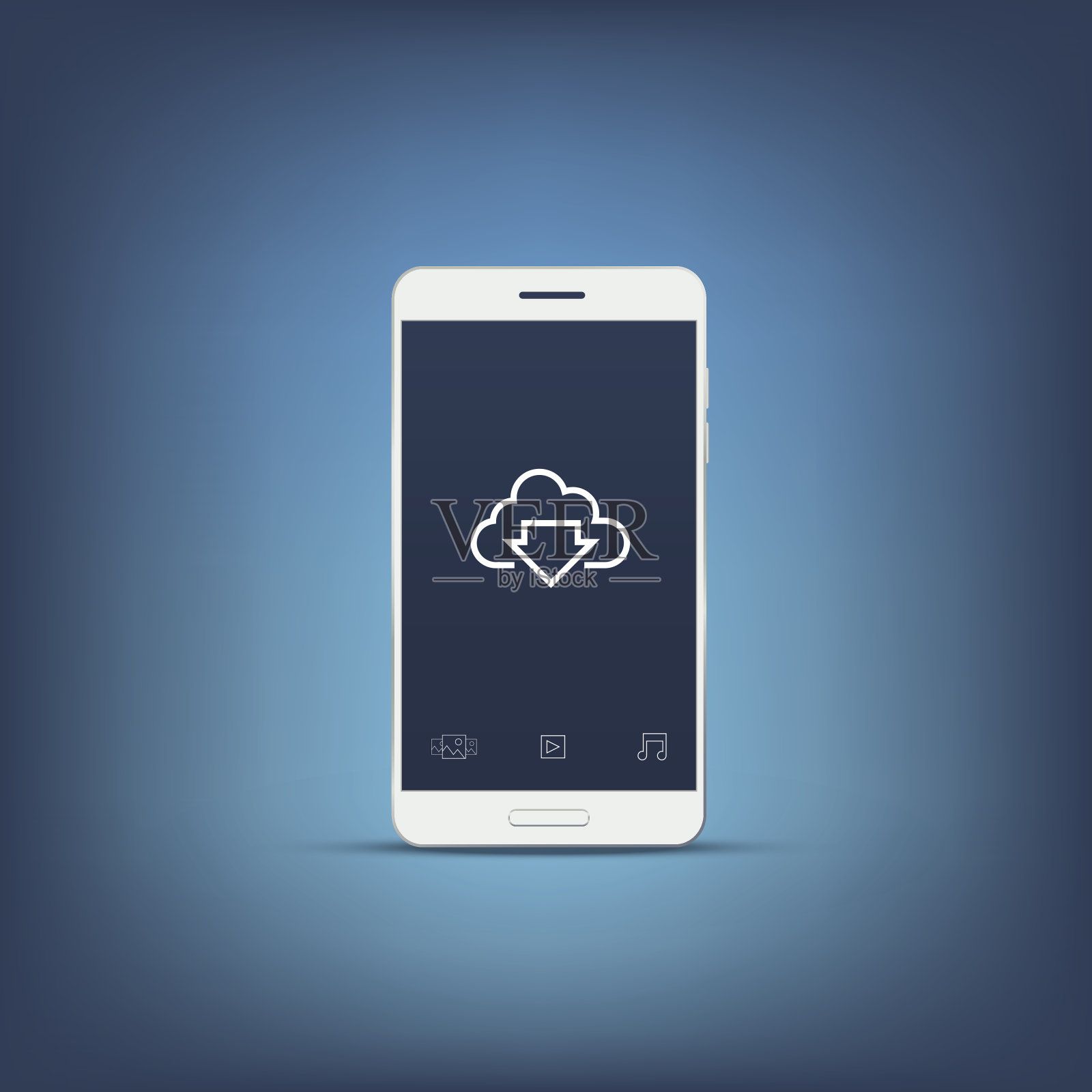 智能手机中的云计算。带有图标的手机信息图插画图片素材