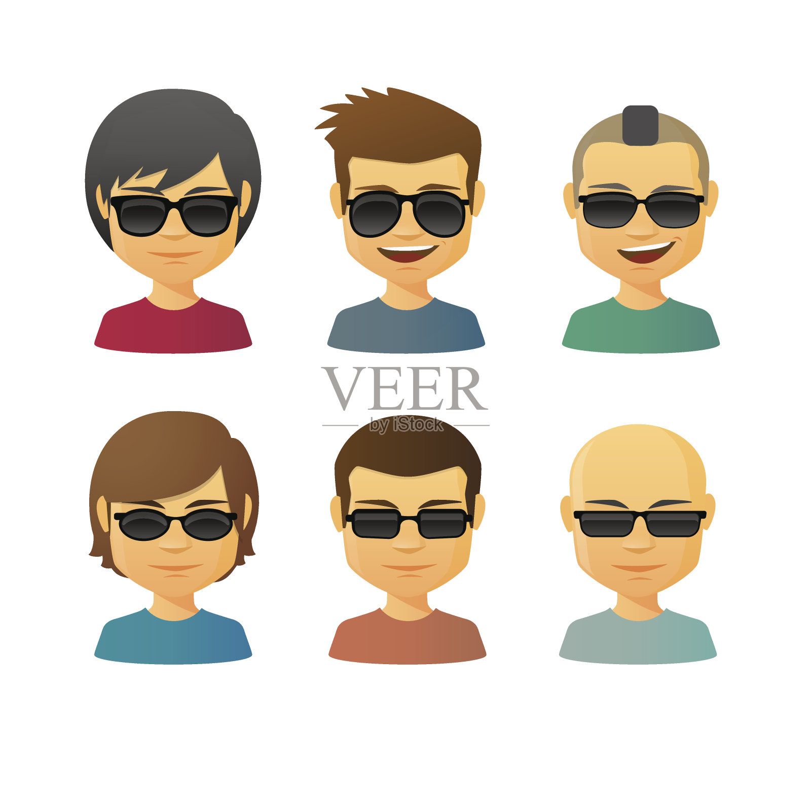 卡通男性与太阳镜的化身设计元素图片