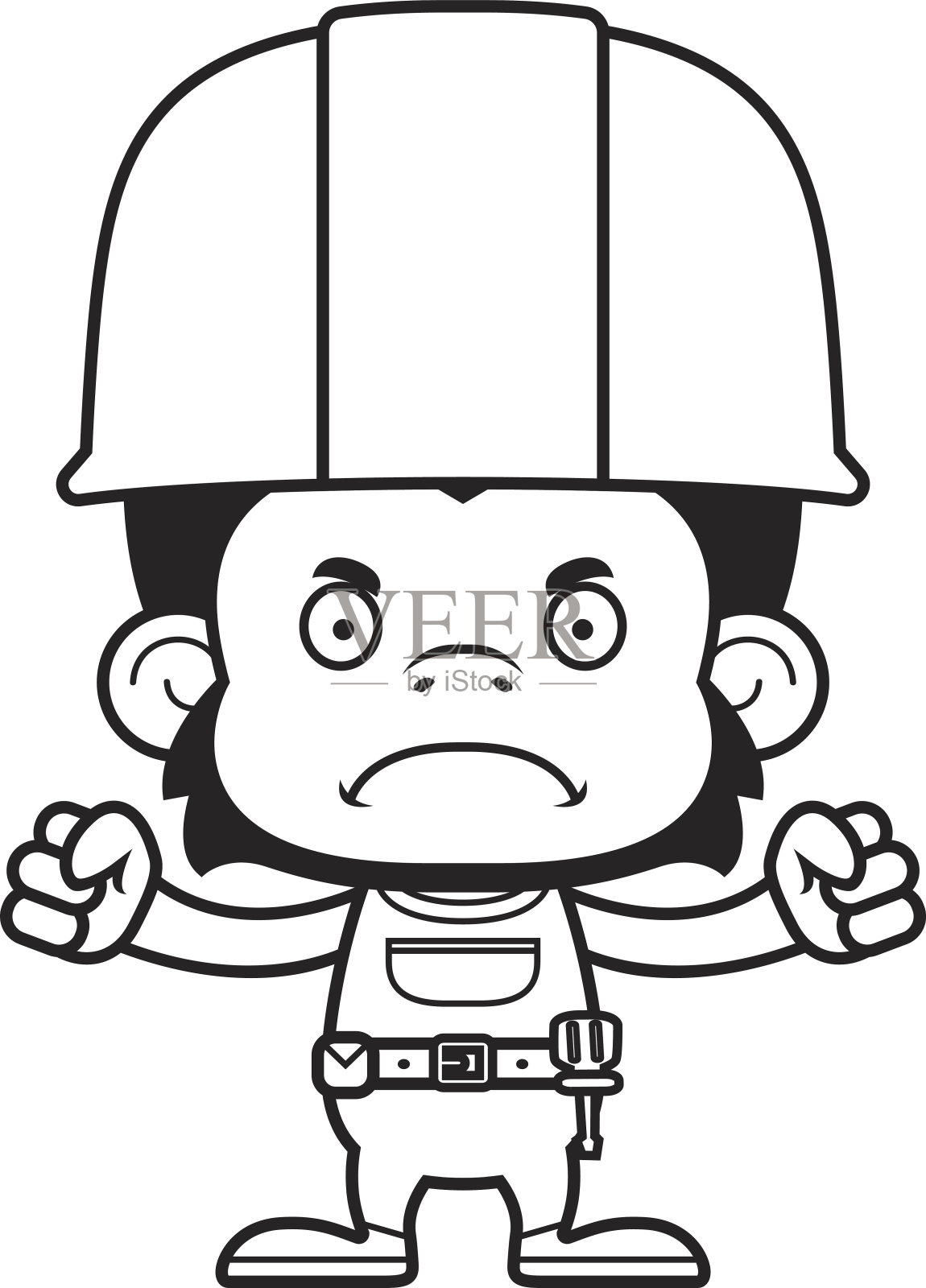 卡通愤怒的建筑工人黑猩猩设计元素图片