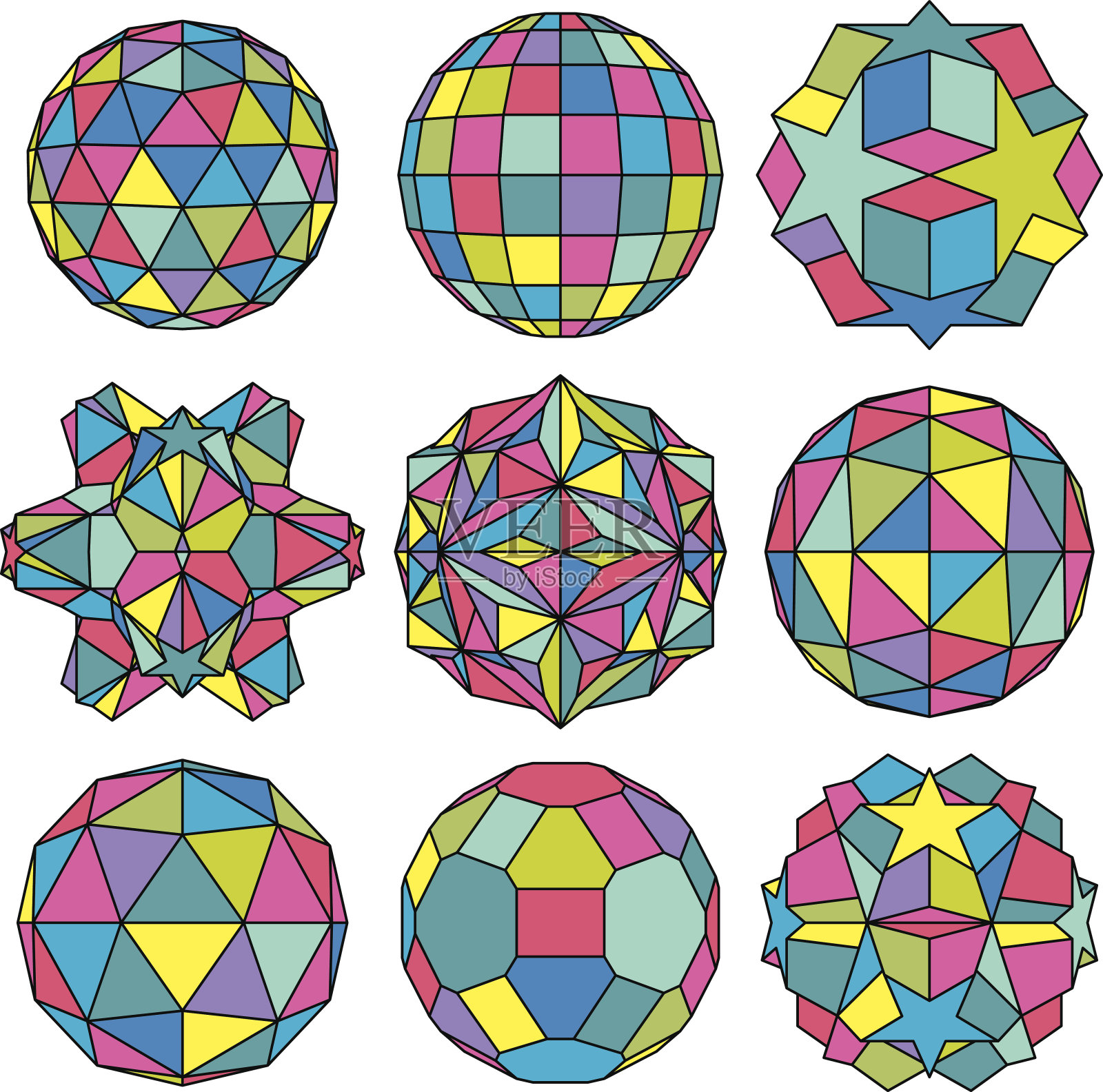 复杂维度球体的集合，抽象插画图片素材