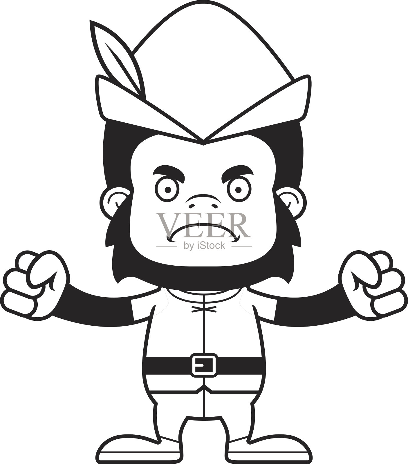 卡通愤怒的罗宾汉大猩猩设计元素图片