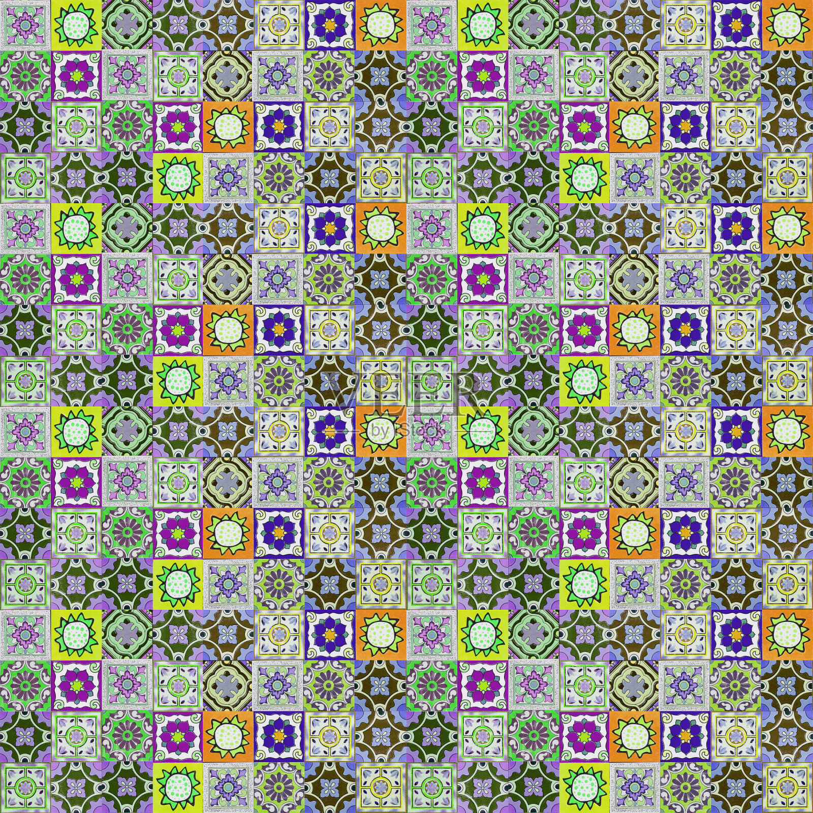 葡萄牙瓷砖图案。照片摄影图片