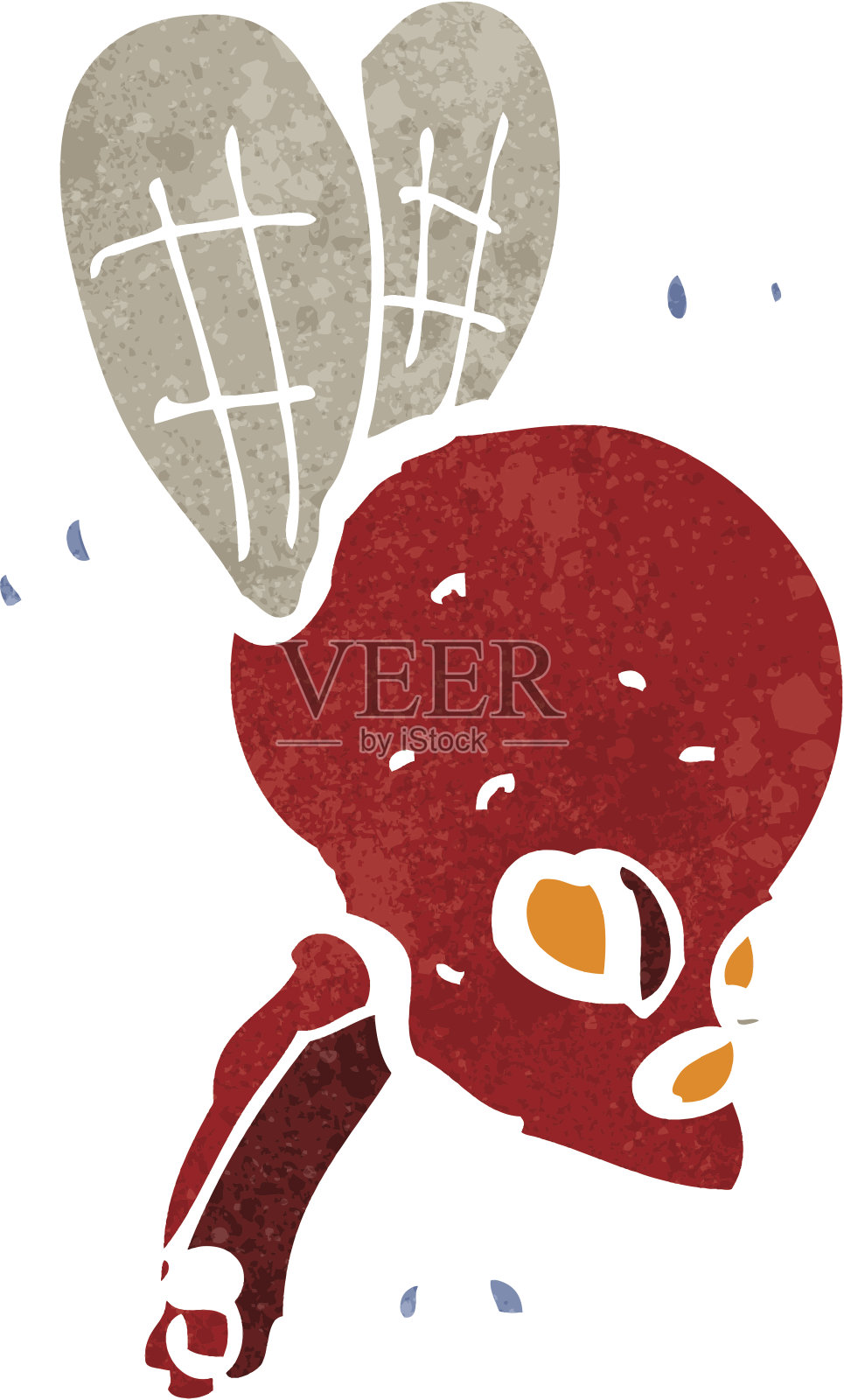 复古卡通可怕的骷髅虫插画图片素材