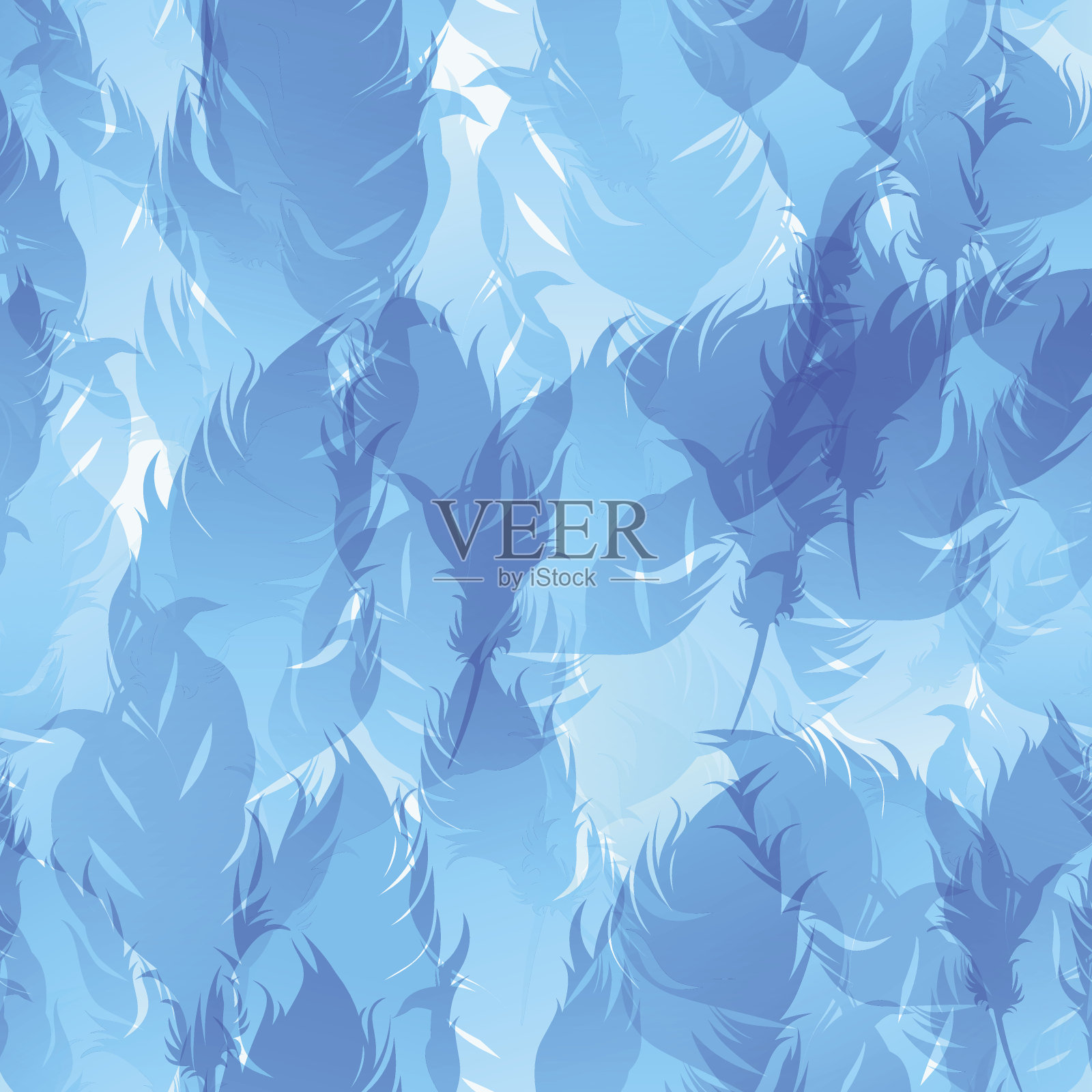 无缝矢量背景与羽毛轮廓设计元素图片